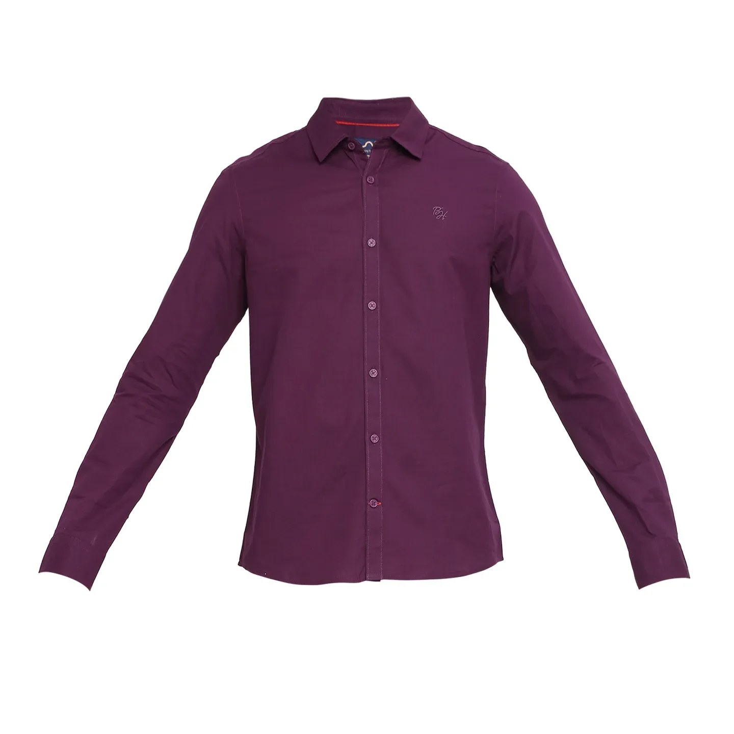 Red Slim Straight Fit Regular Collar Long Sleeves Cotton Men's Shirt by Being Human Clothing - Image 7