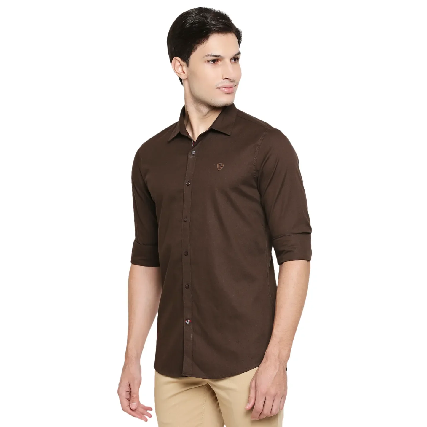 Yellow Slim Straight Fit Regular Collar Long Sleeves Cotton Men's Shirt by Being Human Clothing - Image 5