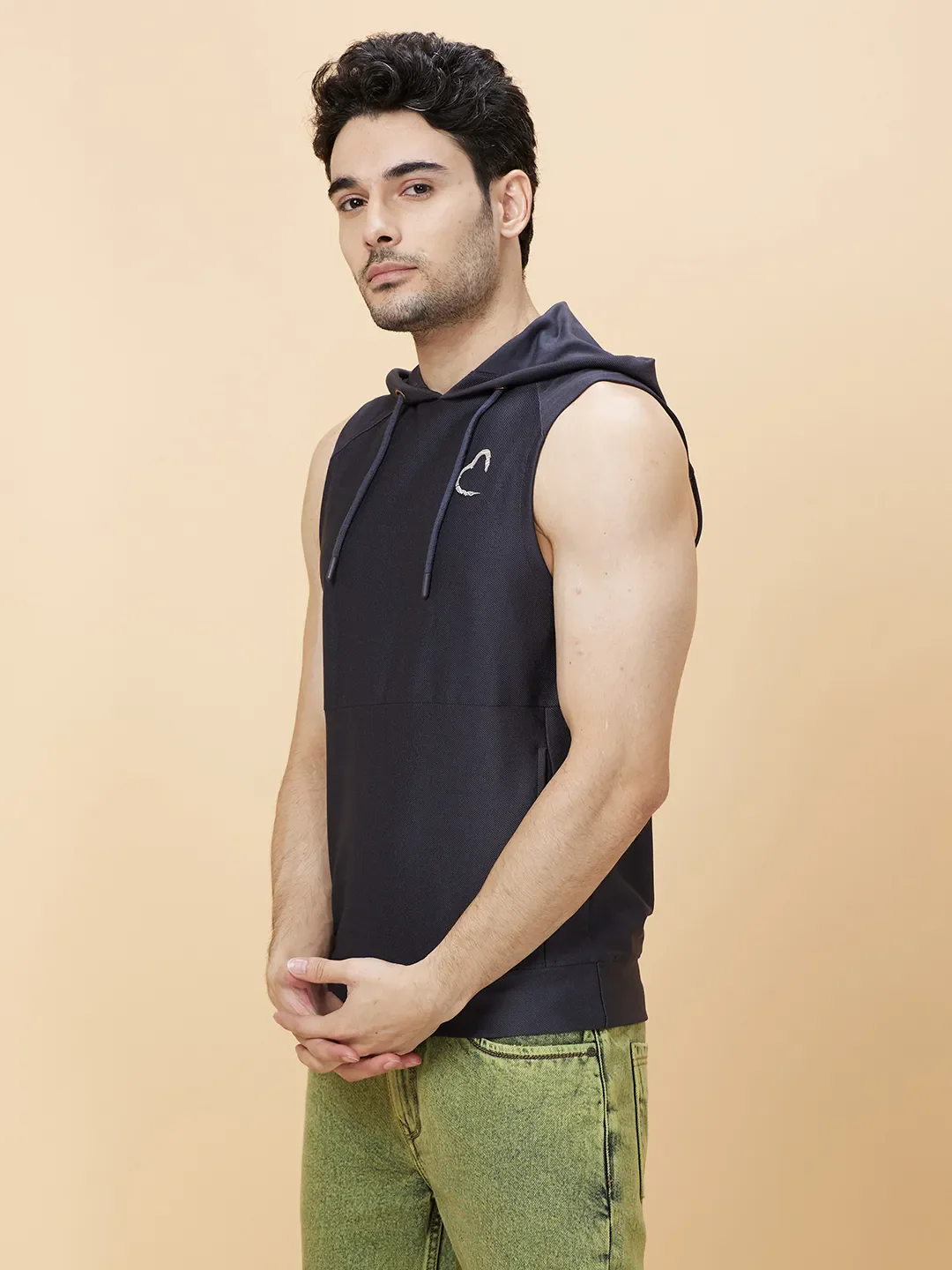 Foam Green Slim Fit Hooded Neck Men's T-Shirt by Being Human Clothing - Image 3