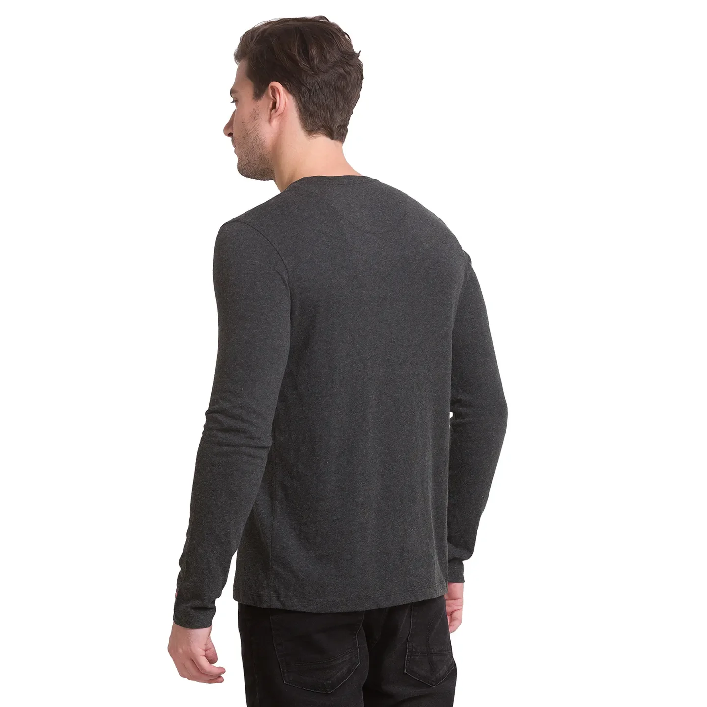Grey Slim Straight Fit Men's Long Sleeves T-Shirt by Being Human Clothing - Image 4