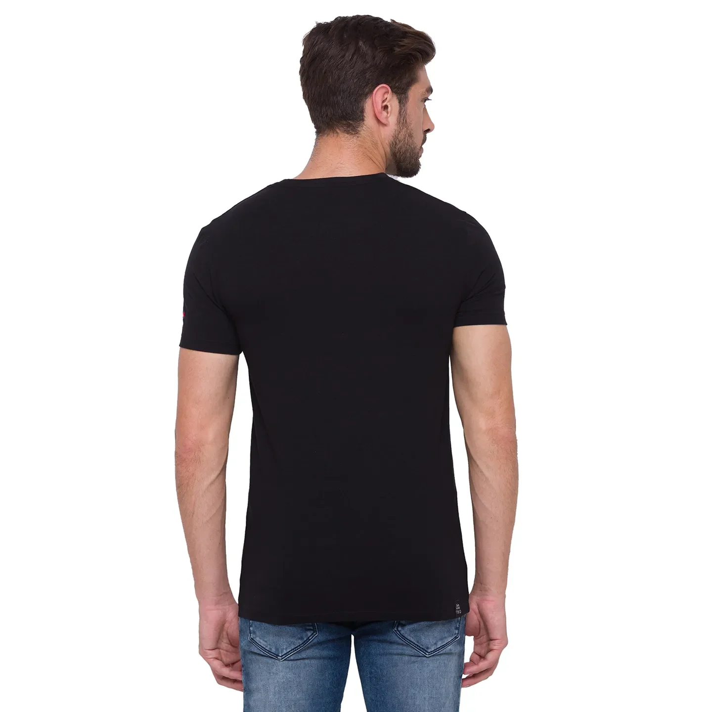Black Regular Fit Men's Short Sleeves T-Shirt by Being Human Clothing - Image 2