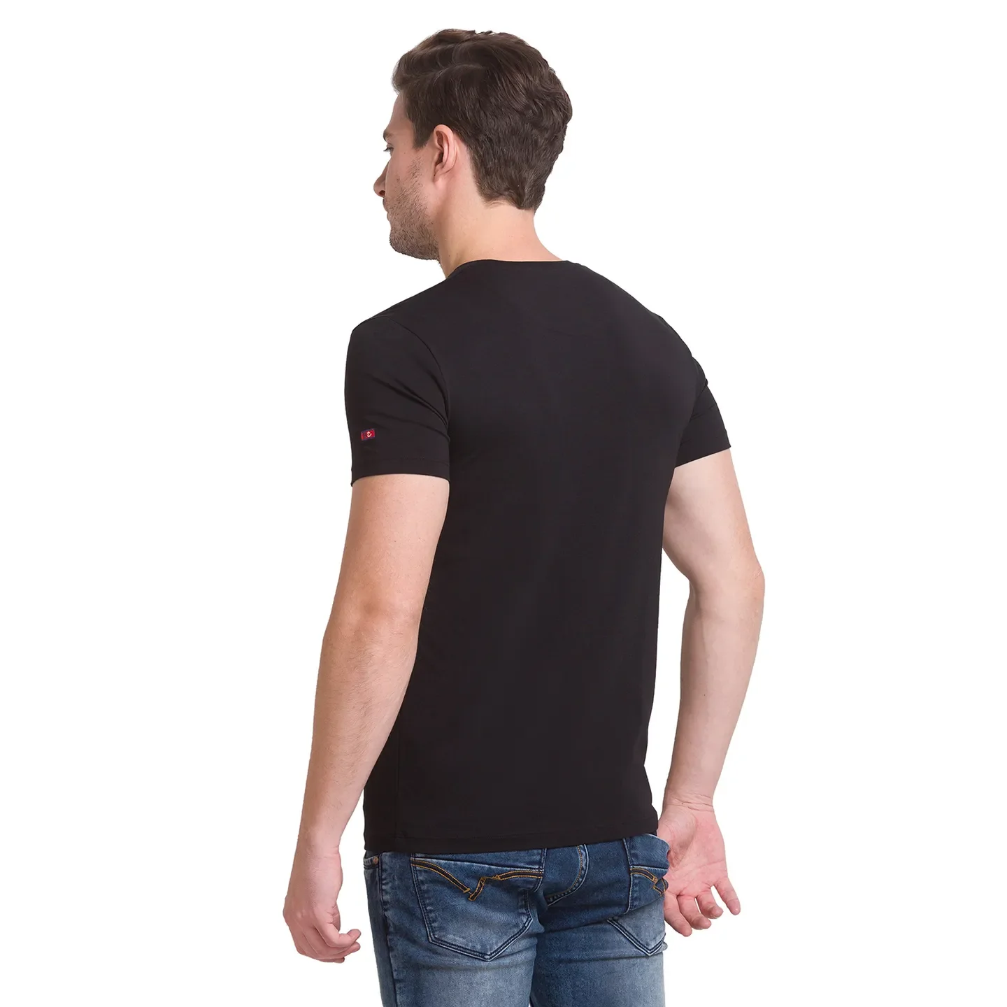 Black Slim Straight Fit Men's Short Sleeves T-Shirt by Being Human Clothing - Image 4