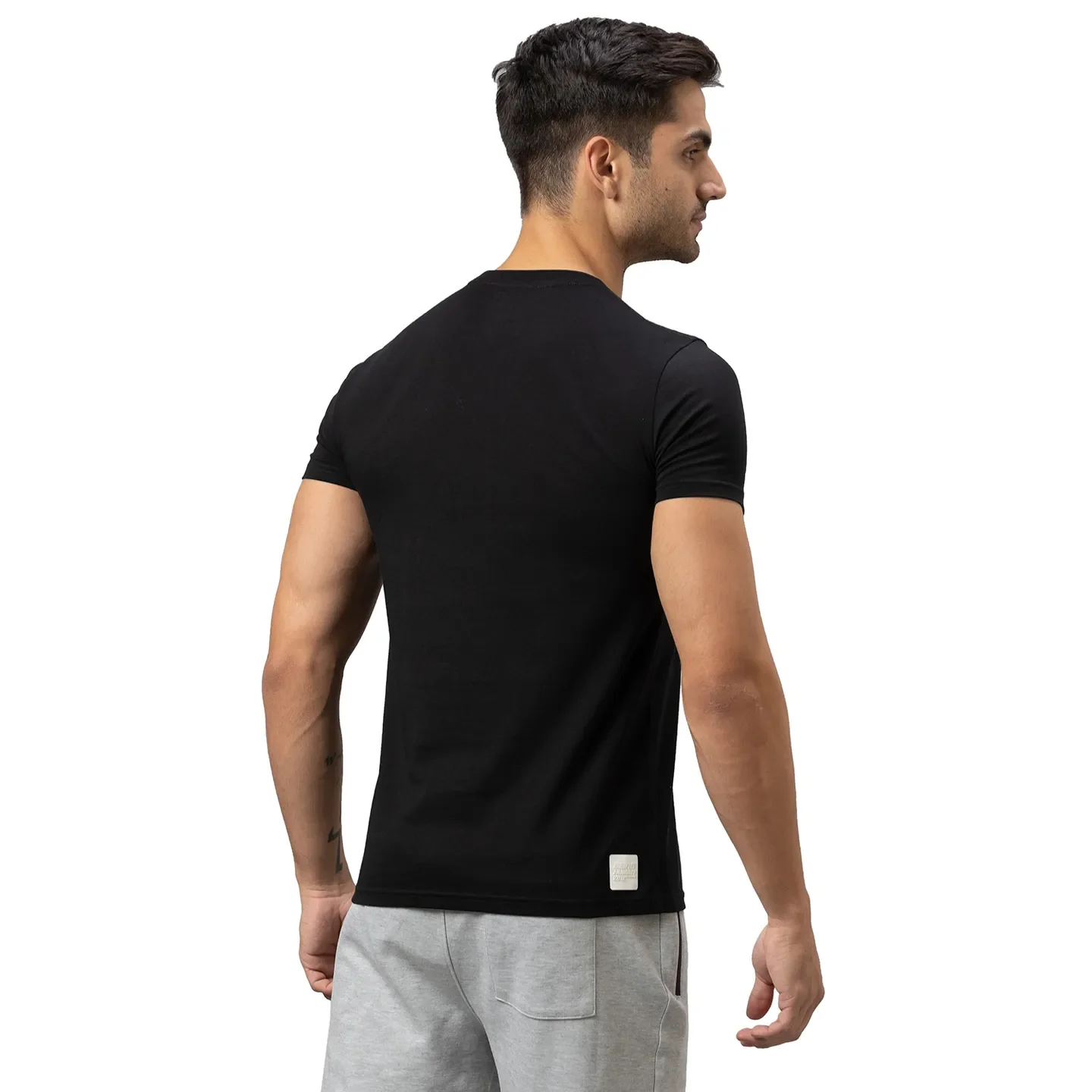 Black Slim Straight Fit Men's Short Sleeves T-Shirt by Being Human Clothing - Image 3