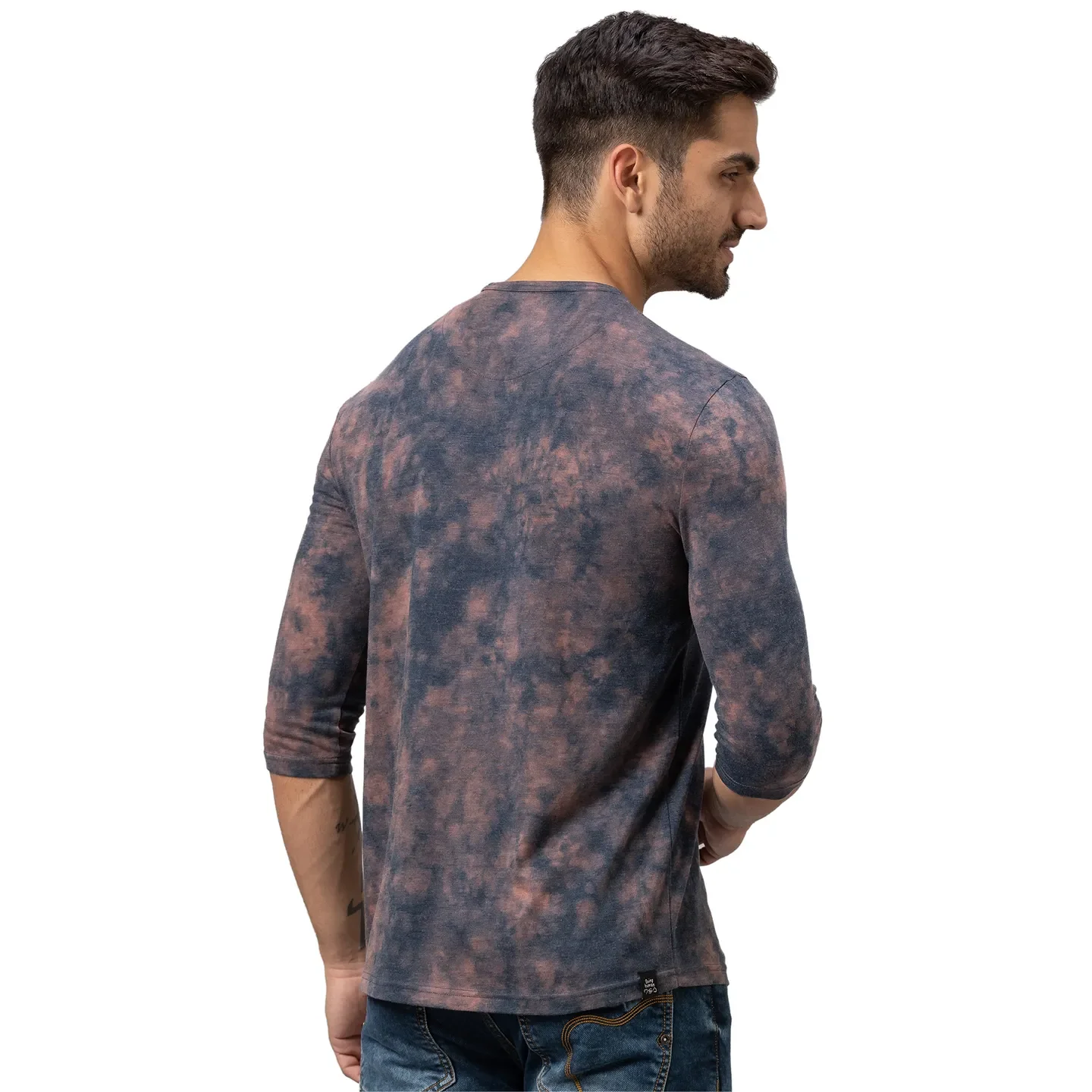 Blue Slim Straight Fit Men's Long Sleeves T-Shirt by Being Human Clothing - Image 3