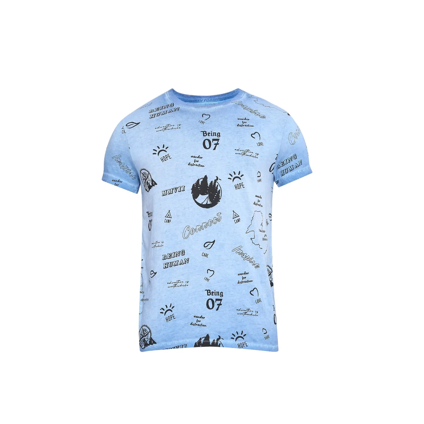 Blue Slim Straight Fit Men's Short Sleeves T-Shirt by Being Human Clothing - Image 7