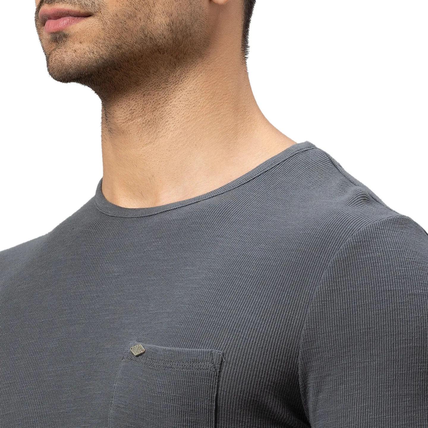 Grey Slim Straight Fit Men's Long Sleeves T-Shirt by Being Human Clothing - Image 5