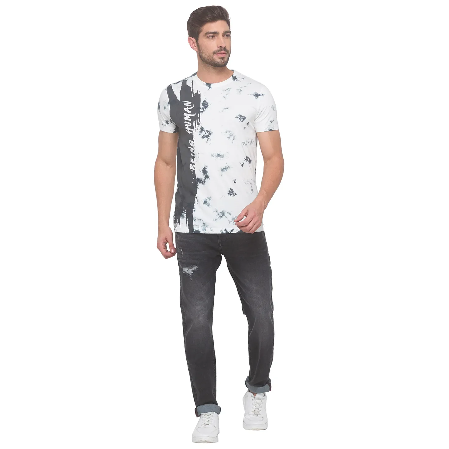 Grey Regular Fit Men's Short Sleeves T-Shirt by Being Human Clothing - Image 2