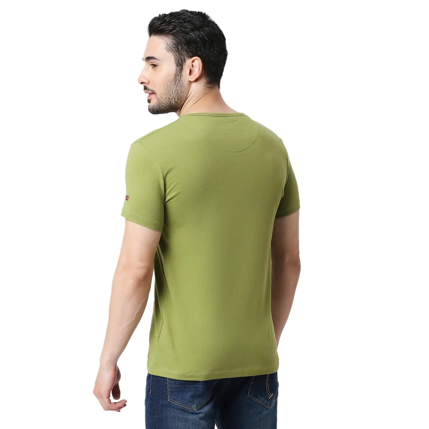 Green Slim Straight Fit Men's Short Sleeves T-Shirt by Being Human Clothing - Image 3