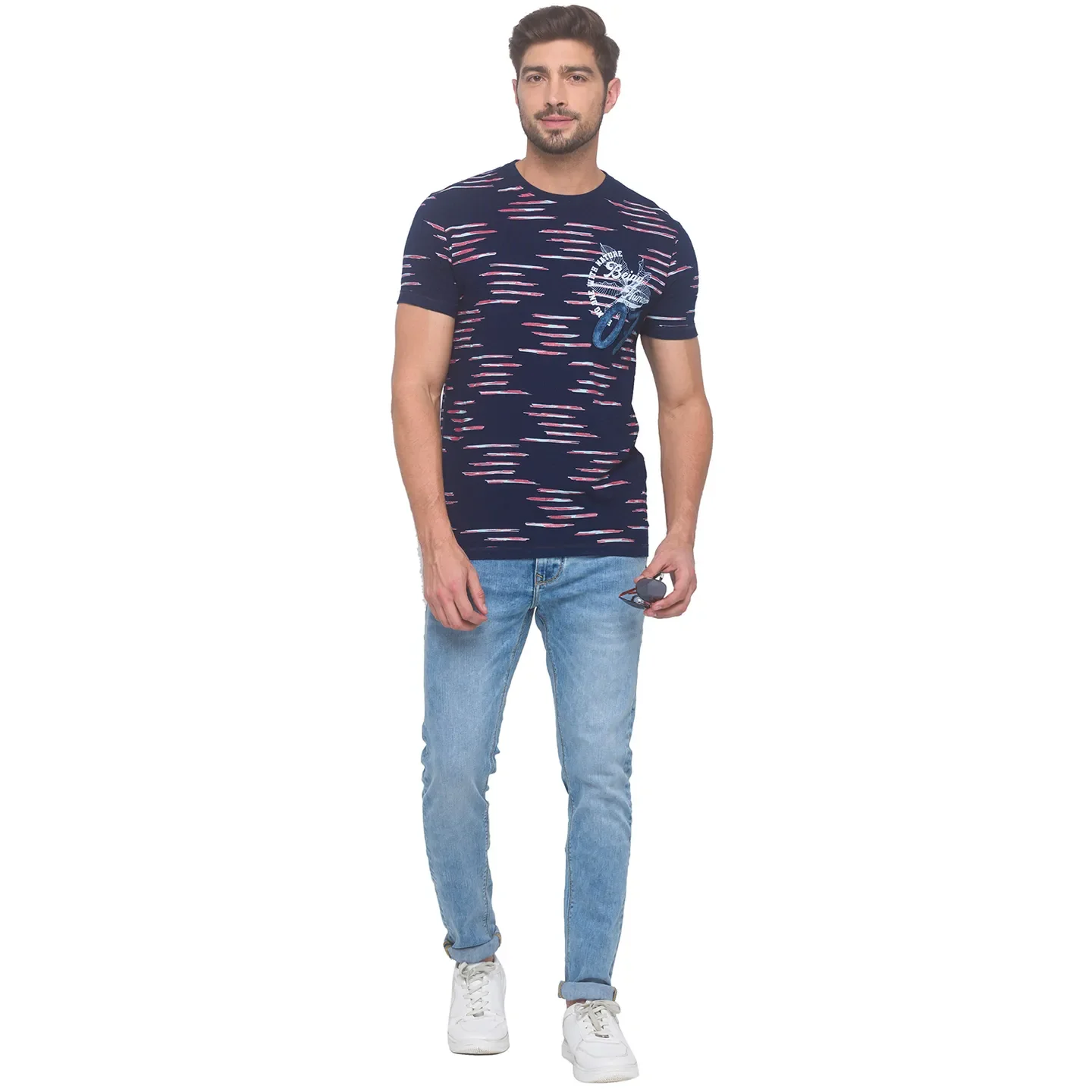 Dark Indigo Slim Fit Round Neck Men's T-Shirt by Being Human Clothing - Image 5
