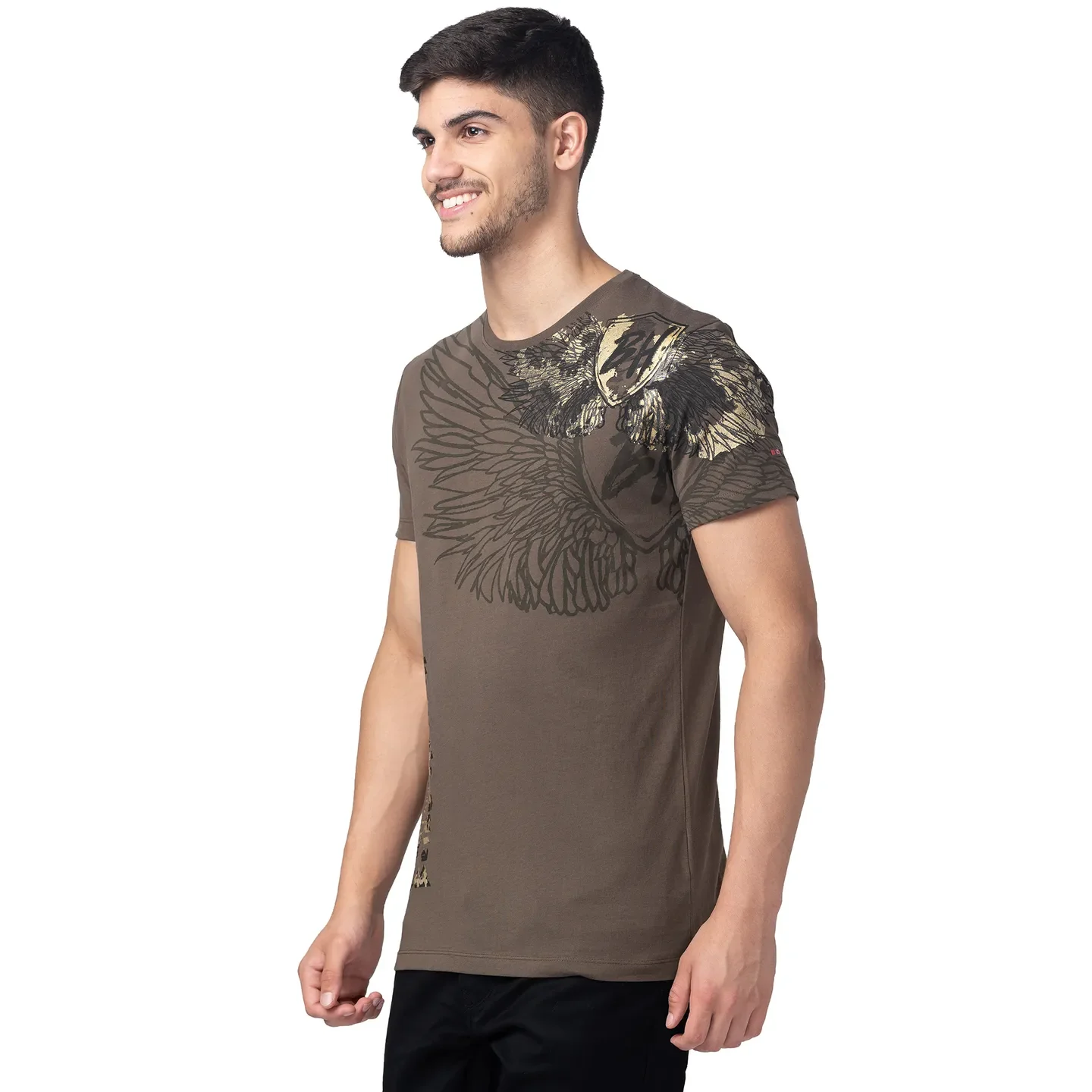 Green Slim Straight Fit Men's Short Sleeves T-Shirt by Being Human Clothing - Image 2