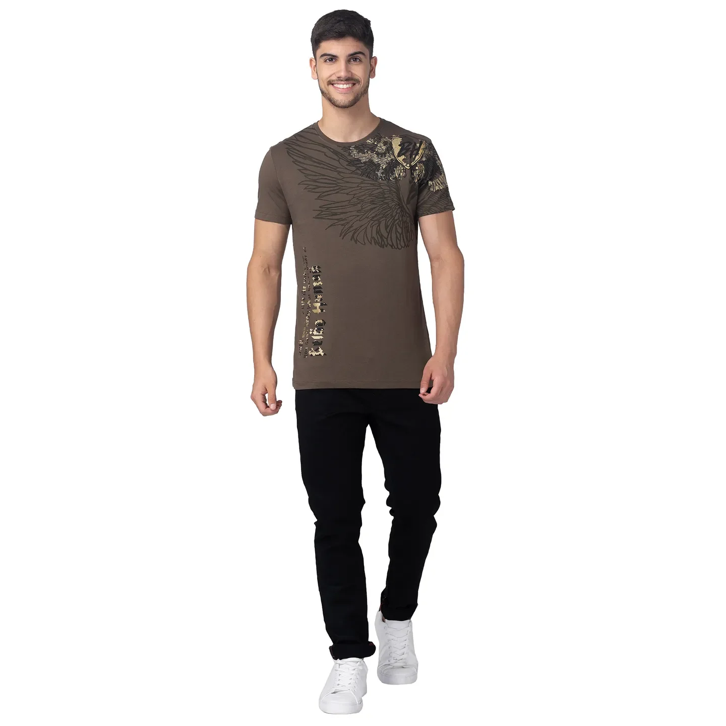 Green Slim Straight Fit Men's Short Sleeves T-Shirt by Being Human Clothing - Image 5