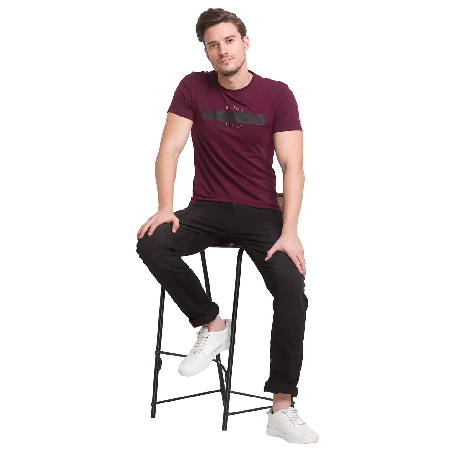 Red Slim Straight Fit Men's Short Sleeves T-Shirt by Being Human Clothing - Image 3