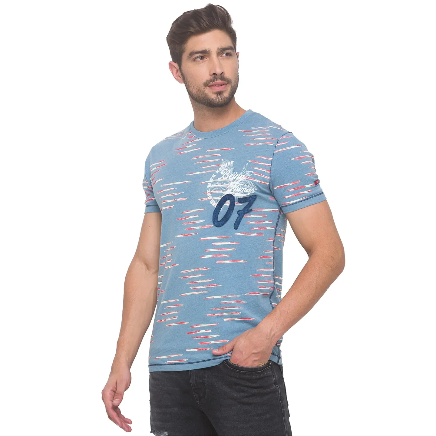Blue Regular Fit Men's Short Sleeves T-Shirt by Being Human Clothing