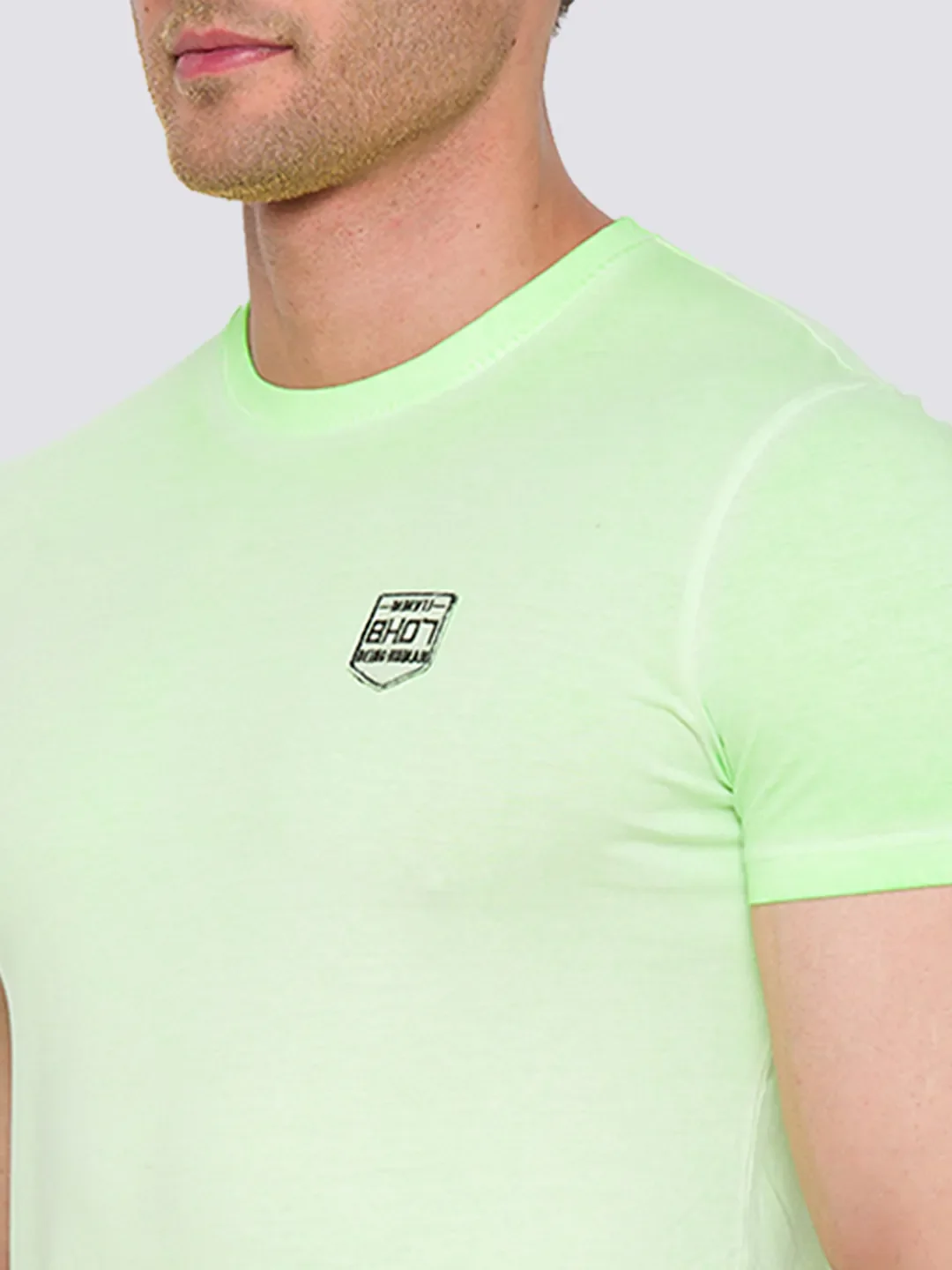 Lime Slim Fit Round Neck Men's T-Shirt by Being Human Clothing - Image 4