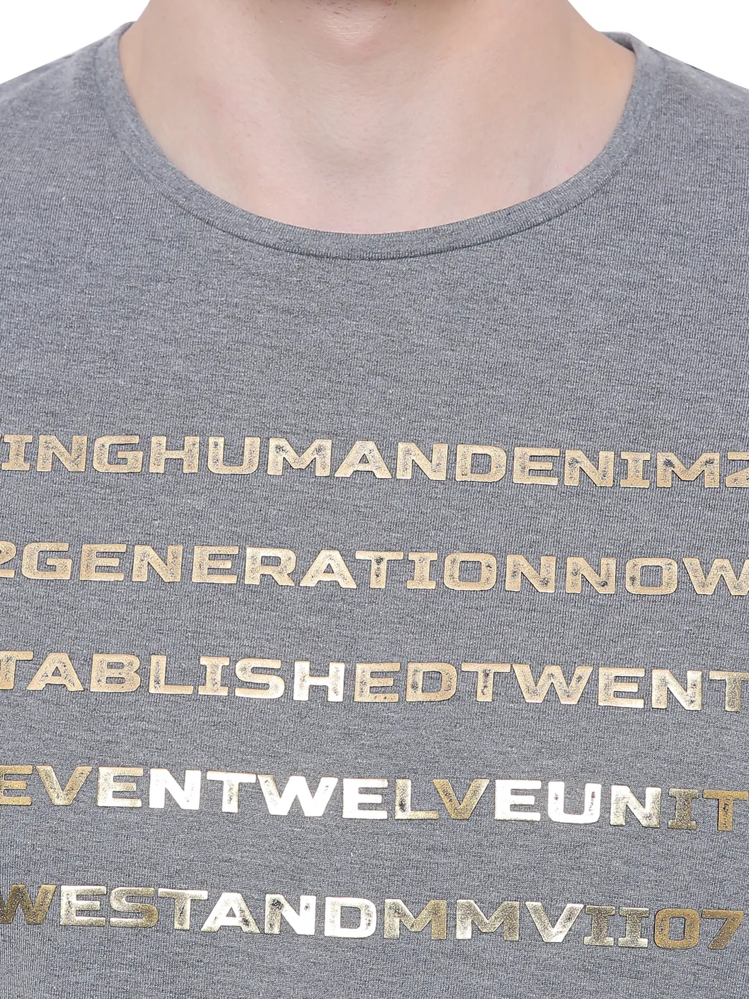 Grey Slim Straight Fit Men's Short Sleeves T-Shirt by Being Human Clothing