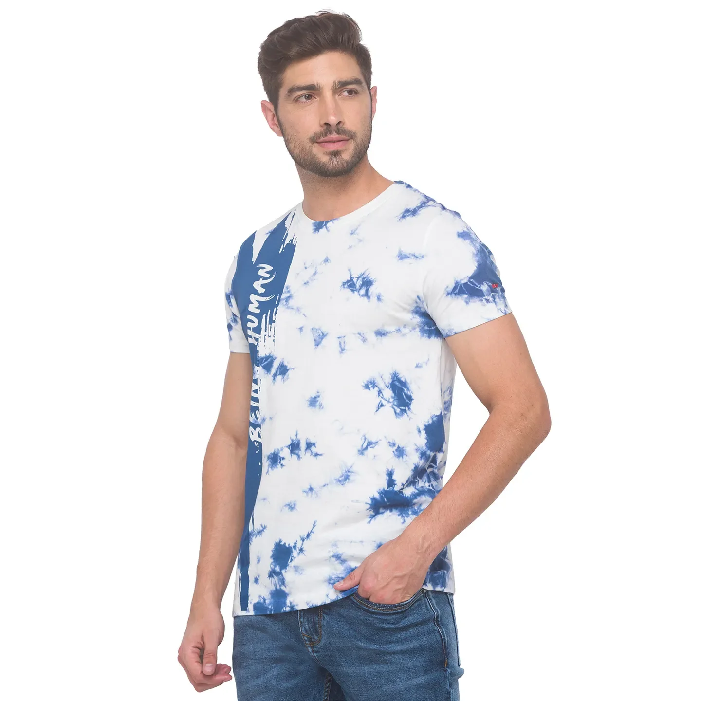 Blue Regular Fit Men's Short Sleeves T-Shirt by Being Human Clothing - Image 2