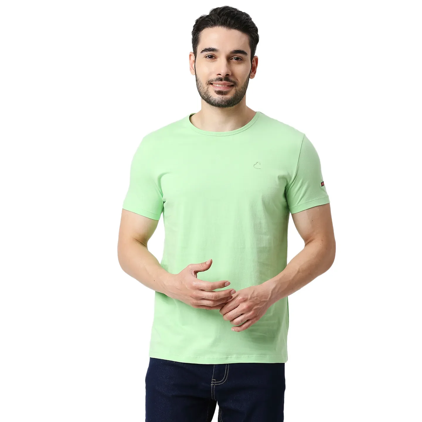 Green Slim Straight Fit Men's Short Sleeves T-Shirt by Being Human Clothing