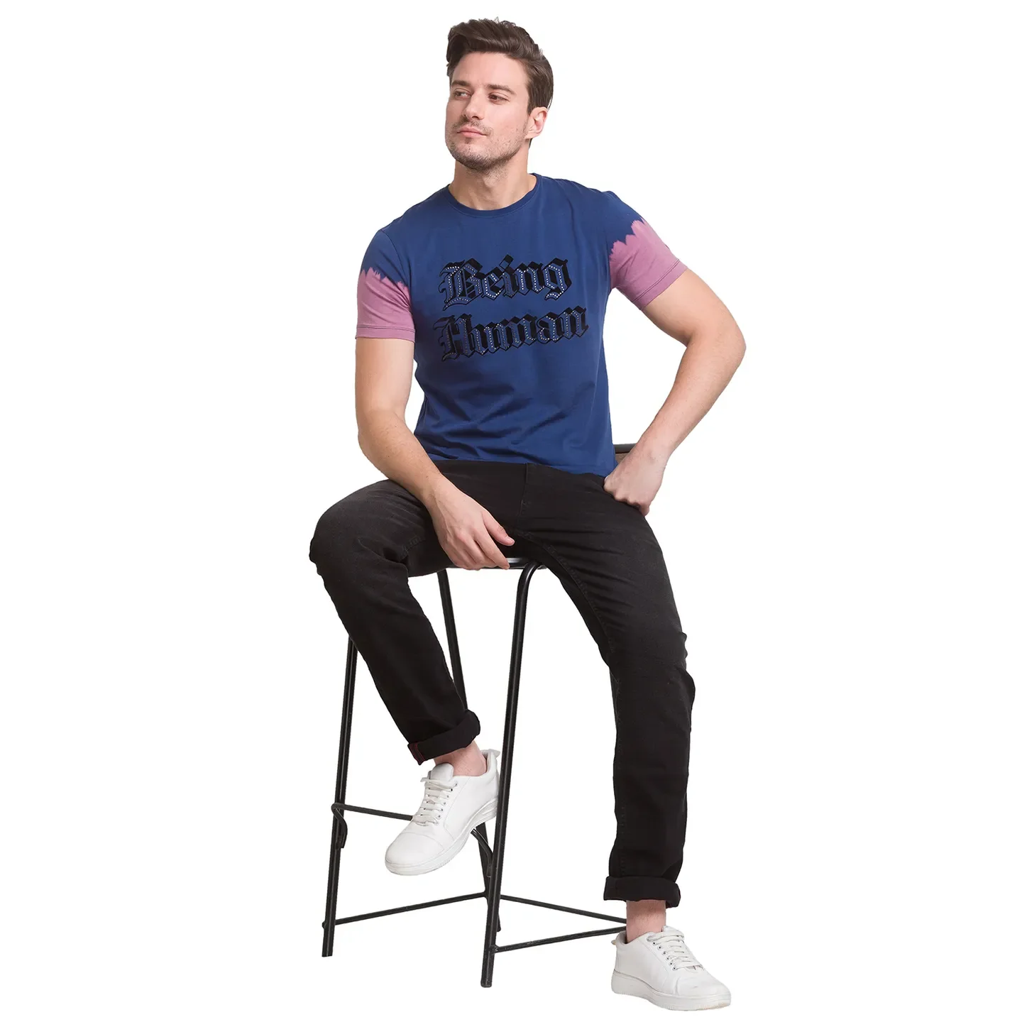 Blue Slim Straight Fit Men's Short Sleeves T-Shirt by Being Human Clothing - Image 3