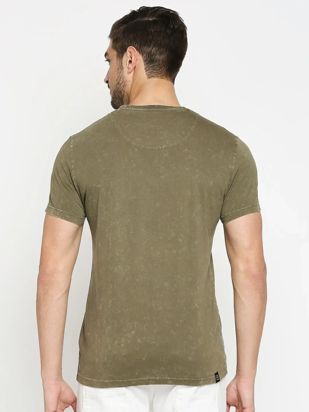 Olive Slim Fit Round Neck Men's T-Shirt by Being Human Clothing - Image 4