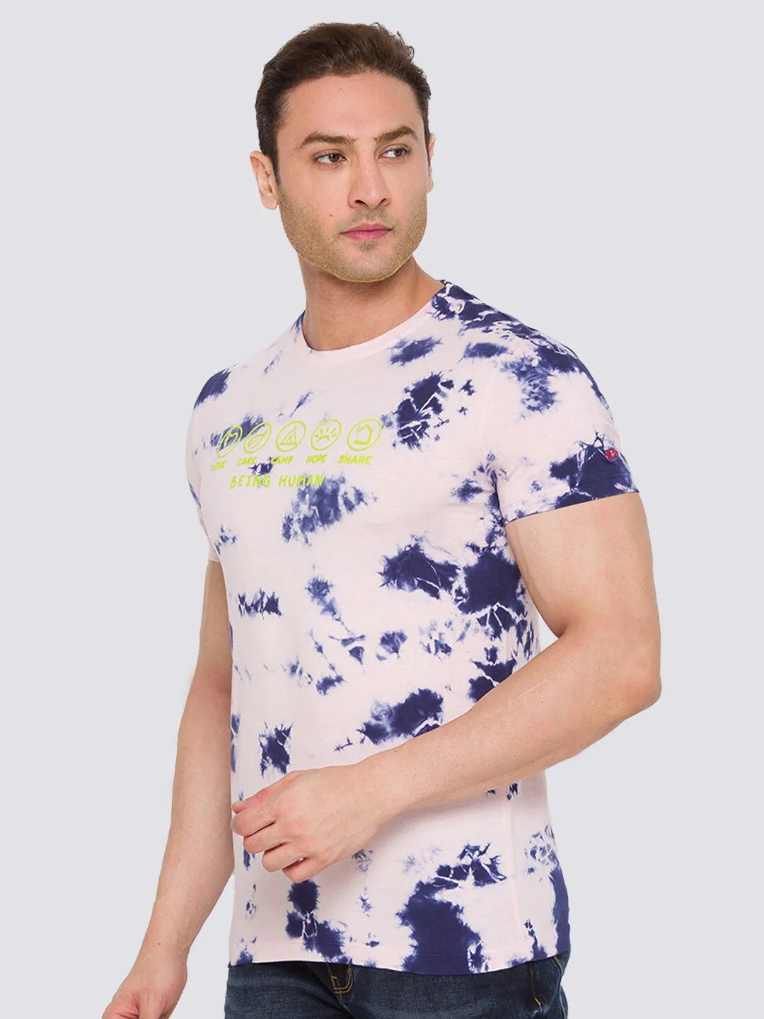 Pink Slim Straight Fit Men's Short Sleeves T-Shirt by Being Human Clothing - Image 3