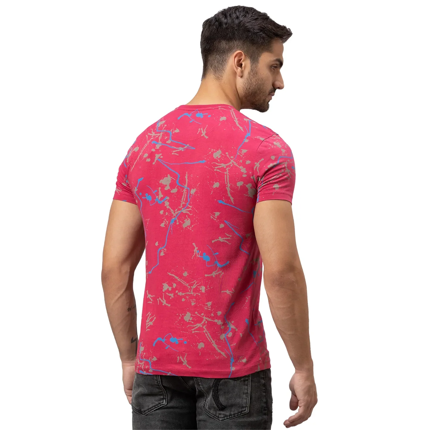 Raspberry Wine Slim Fit Round Neck Men's T-Shirt by Being Human Clothing - Image 3