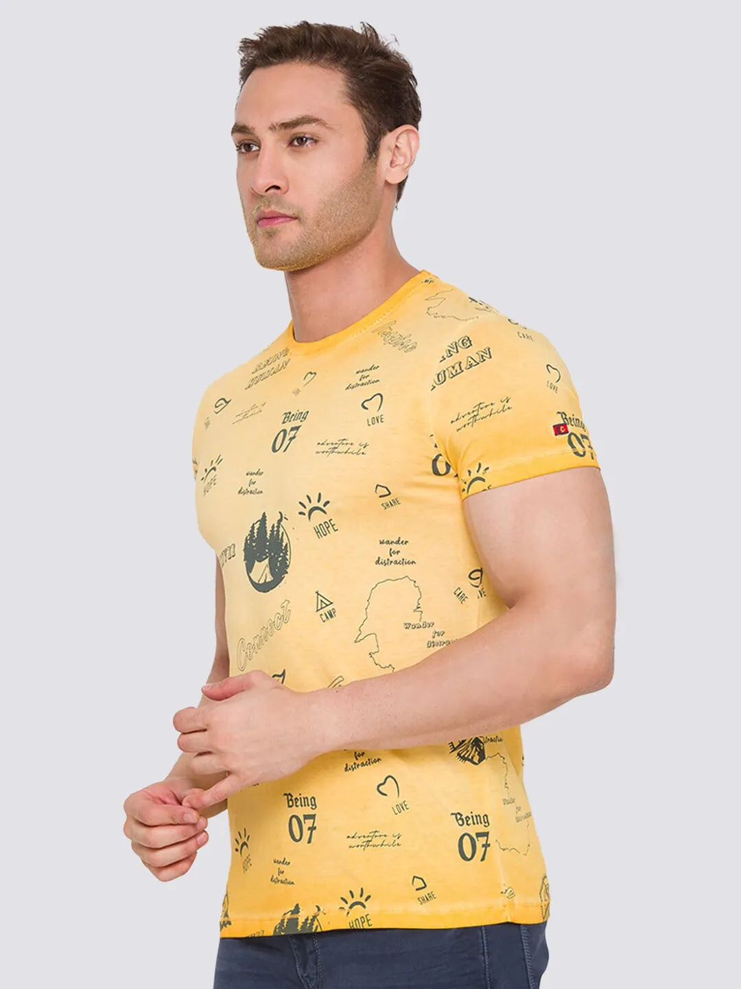 Sun Flower Slim Fit Round Neck Men's T-Shirt by Being Human Clothing - Image 2