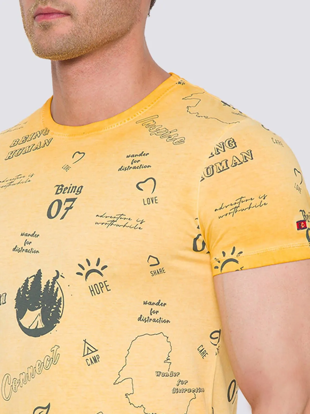 Sun Flower Slim Fit Round Neck Men's T-Shirt by Being Human Clothing - Image 4