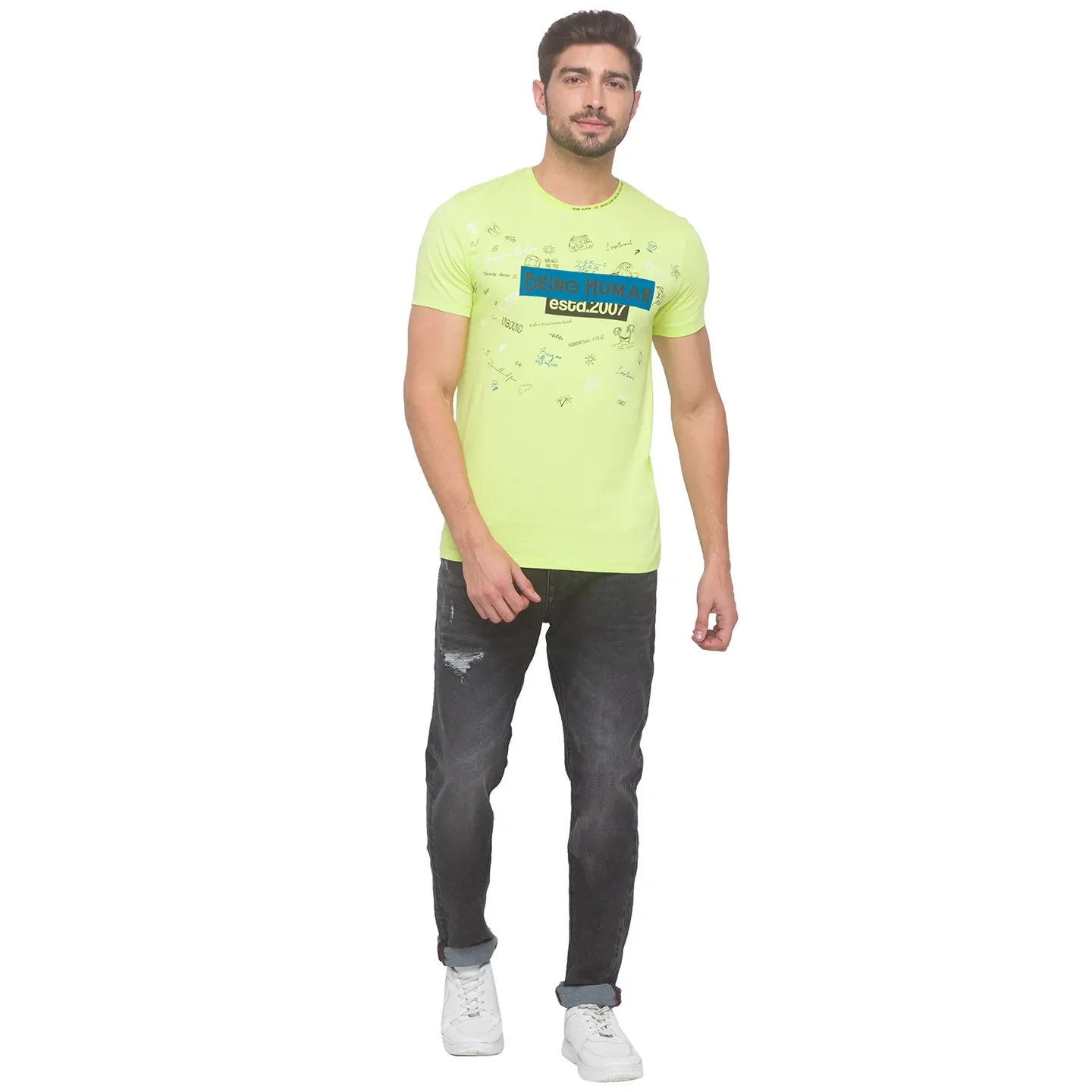 Wax Yellow Slim Fit Round Neck Men's T-Shirt by Being Human Clothing - Image 2