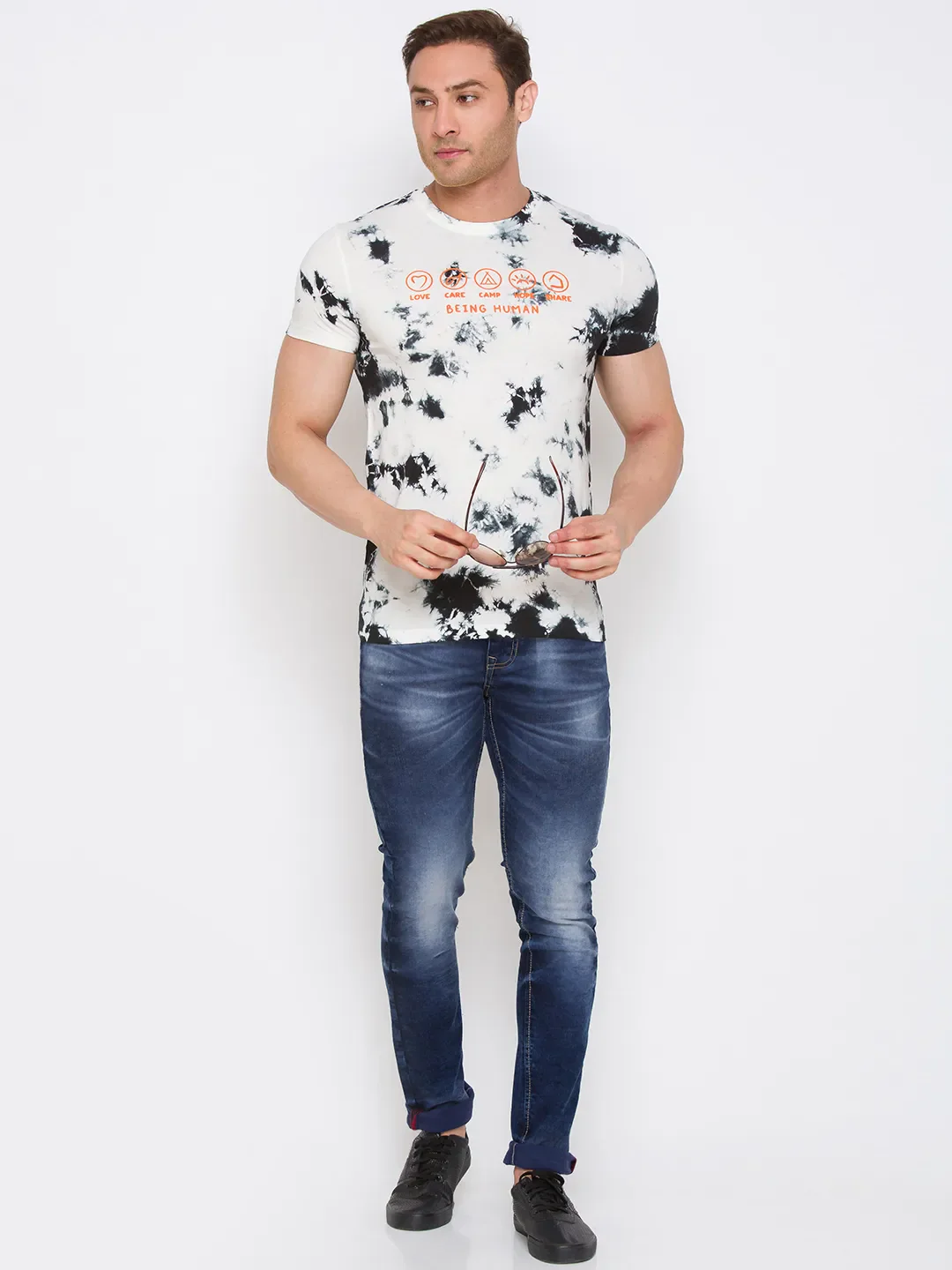 White Slim Straight Fit Men's Short Sleeves T-Shirt by Being Human Clothing - Image 5