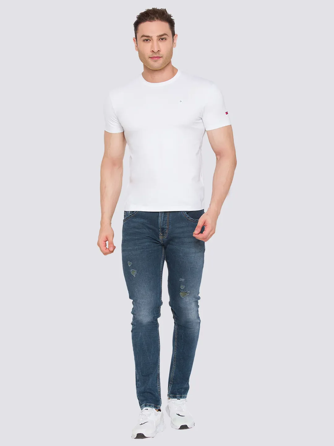 White Slim Straight Fit Men's Short Sleeves T-Shirt by Being Human Clothing - Image 2