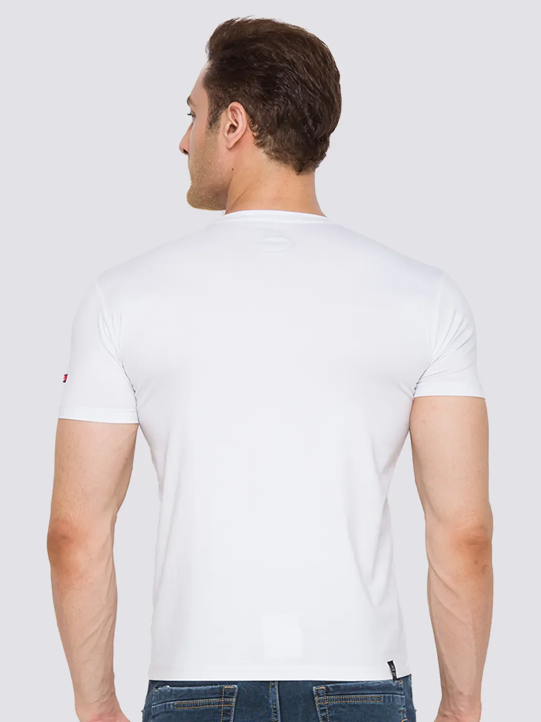 White Slim Straight Fit Men's Short Sleeves T-Shirt by Being Human Clothing - Image 3