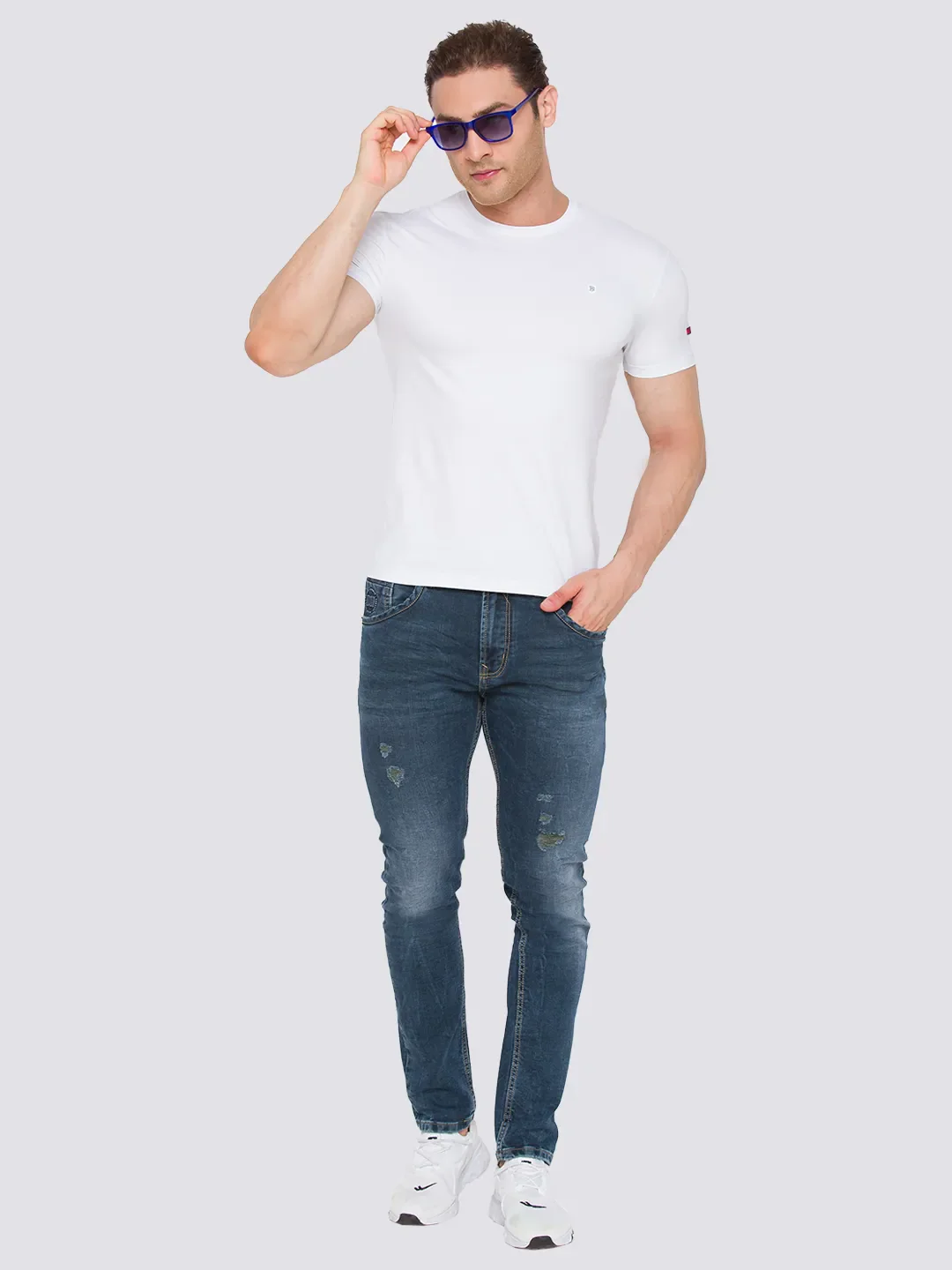 White Slim Straight Fit Men's Short Sleeves T-Shirt by Being Human Clothing - Image 6