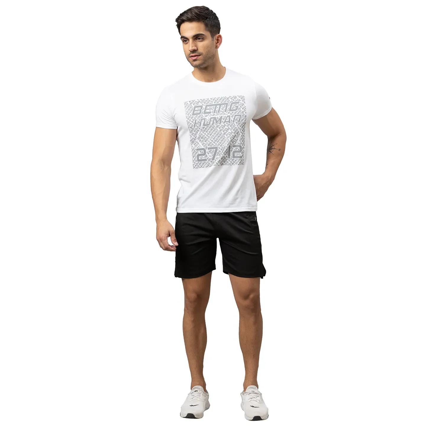White Slim Straight Fit Men's Short Sleeves T-Shirt by Being Human Clothing - Image 4