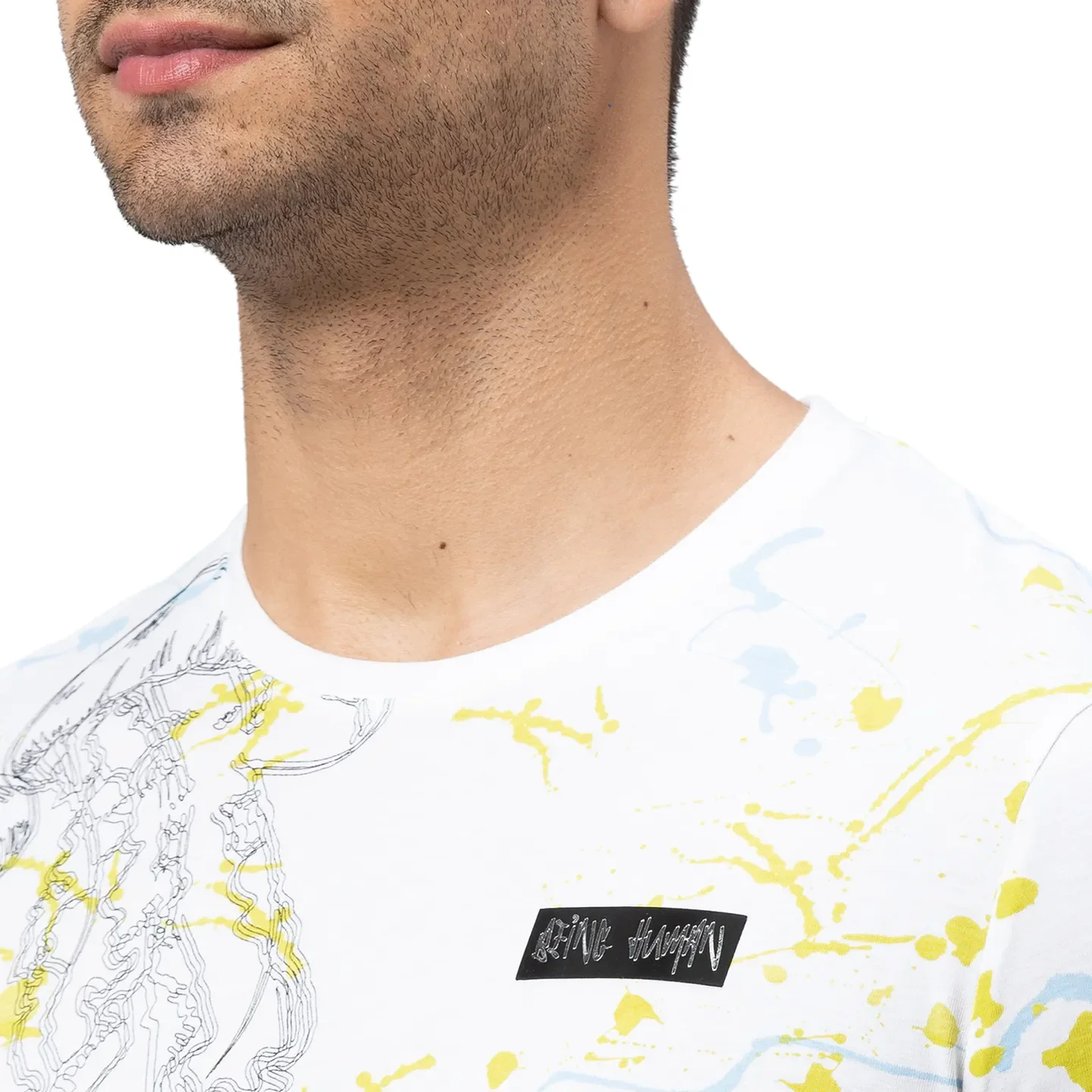White Slim Straight Fit Men's Short Sleeves T-Shirt by Being Human Clothing - Image 5