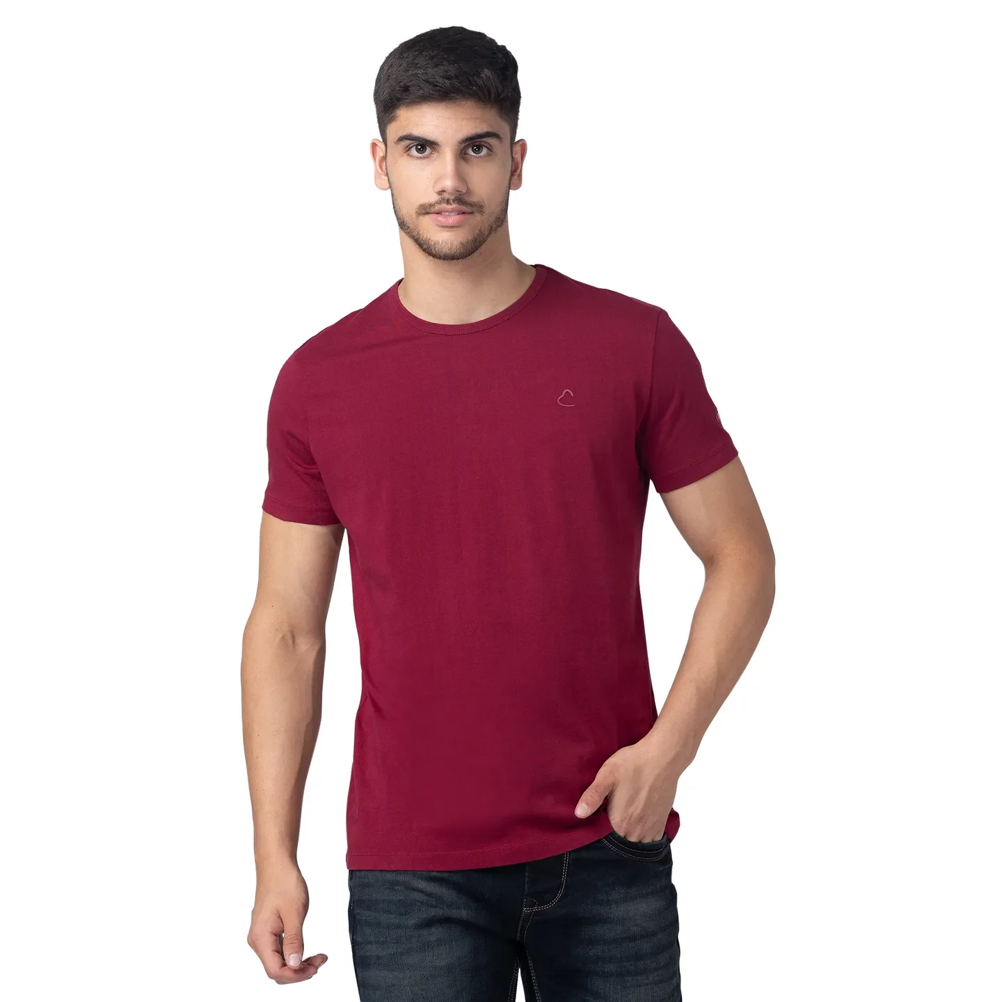 Red Slim Straight Fit Men's Short Sleeves T-Shirt by Being Human Clothing