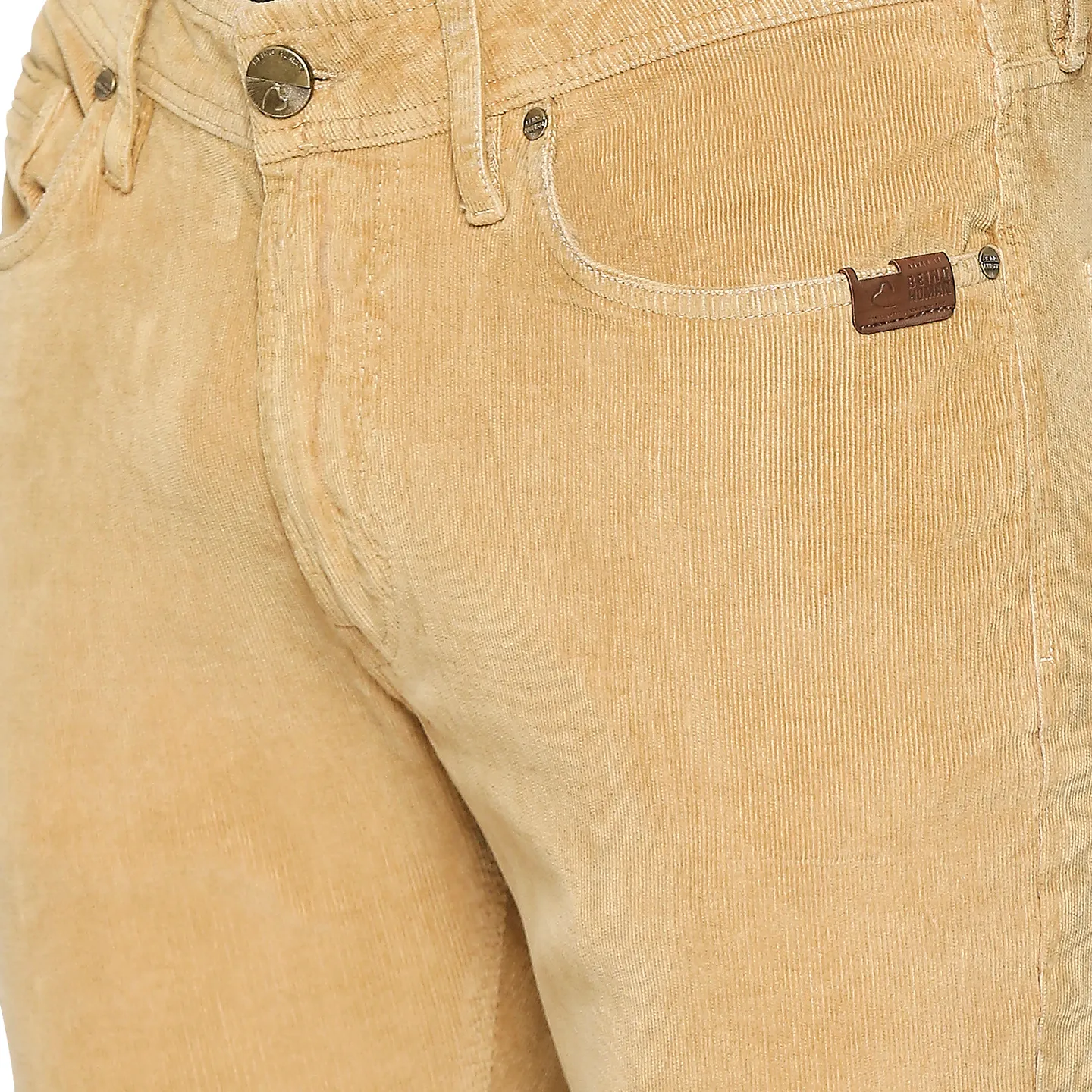 Beige Slim Straight Fit Men's Denims by Being Human Clothing - Image 5