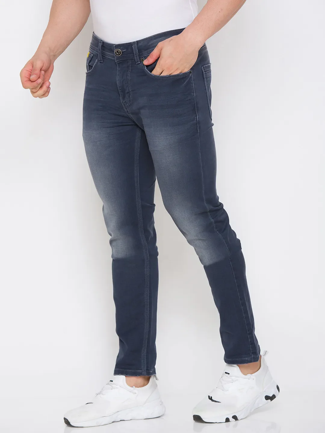 Black Slim Straight Fit Men's Denims by Being Human Clothing - Image 6