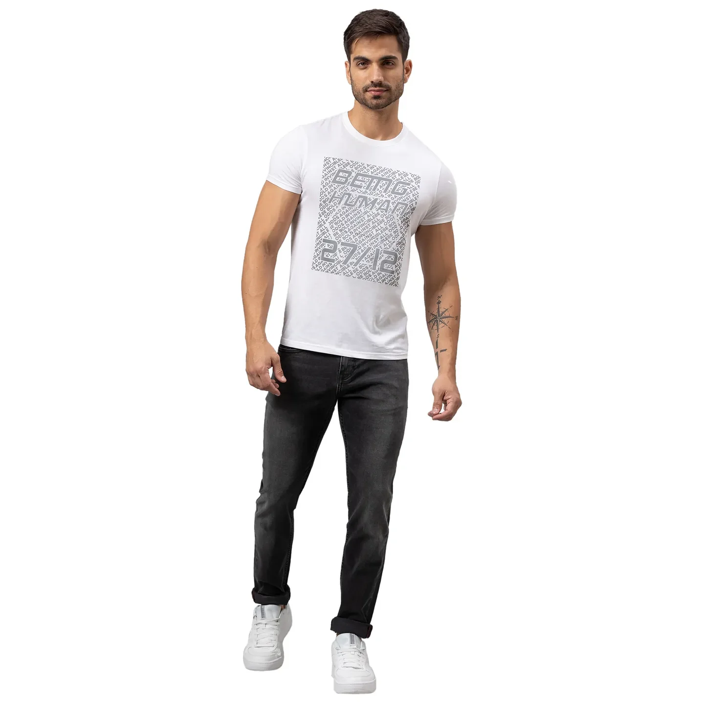Black Slim Straight Fit Men's Denims by Being Human Clothing - Image 2