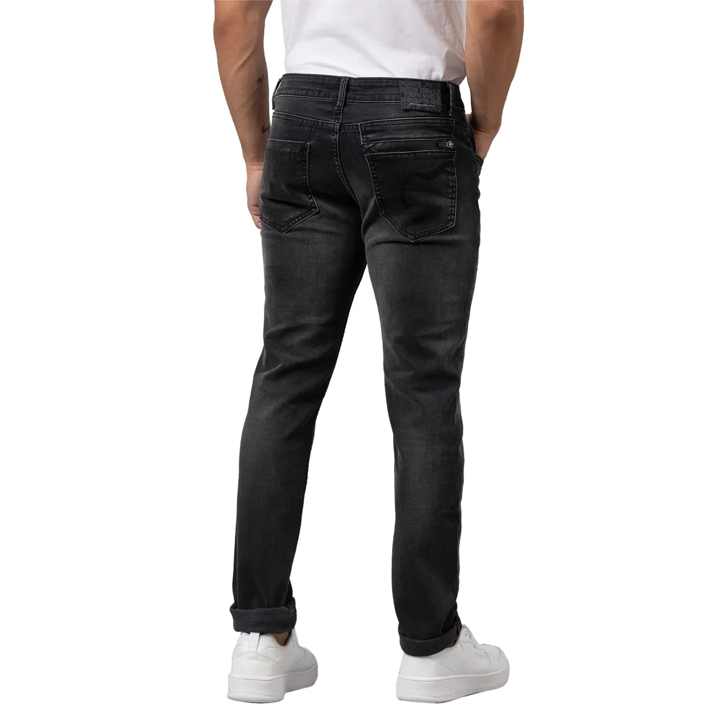 Black Slim Straight Fit Men's Denims by Being Human Clothing - Image 3