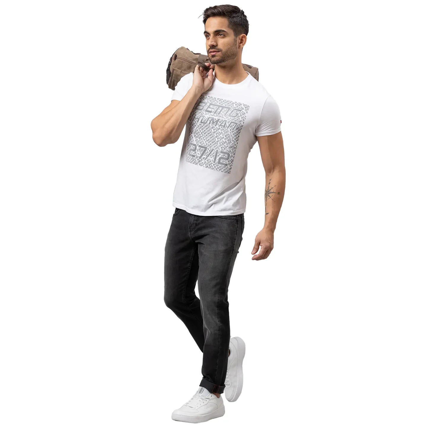 Black Slim Straight Fit Men's Denims by Being Human Clothing - Image 5