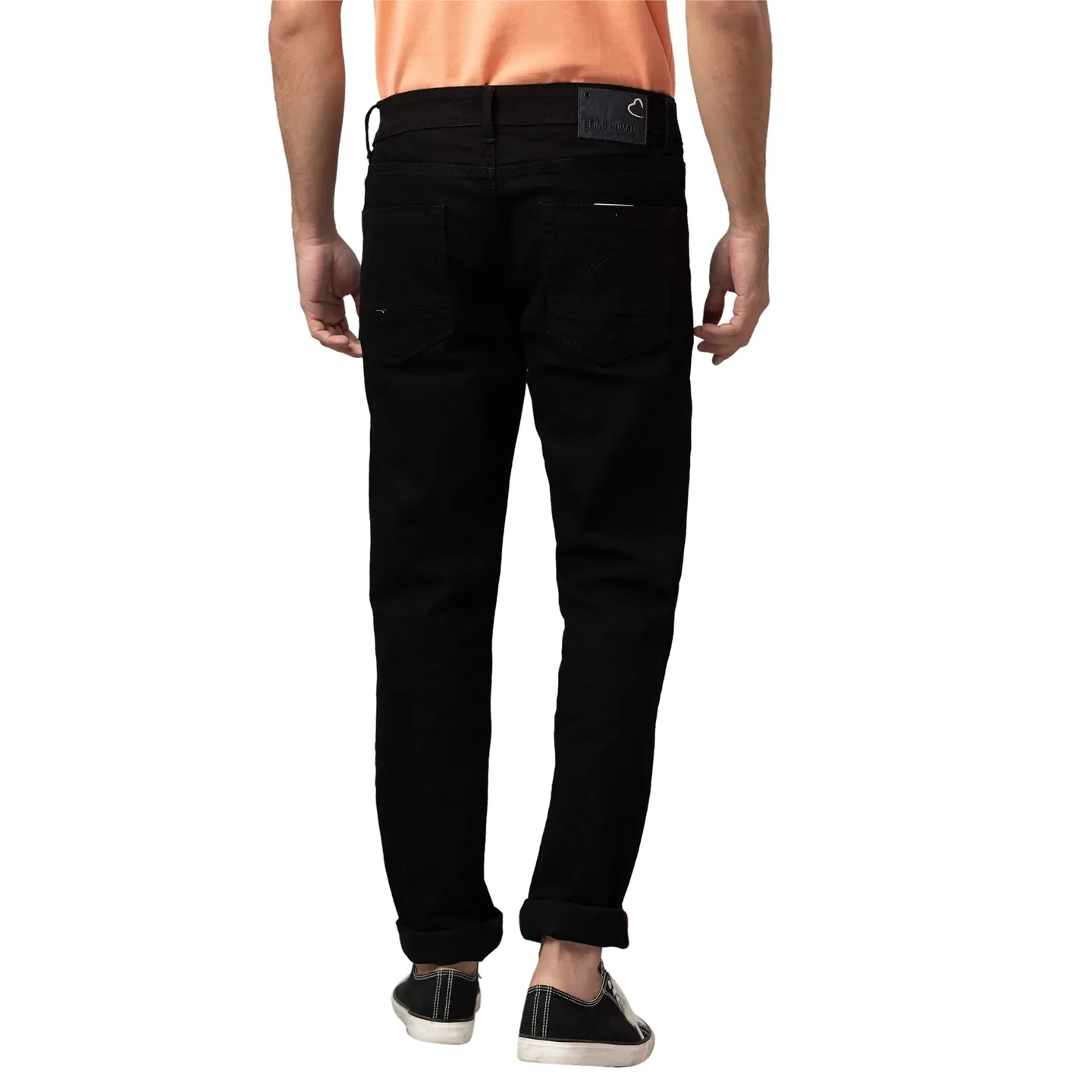 Black Slim Straight Fit Men's Denims by Being Human Clothing - Image 3
