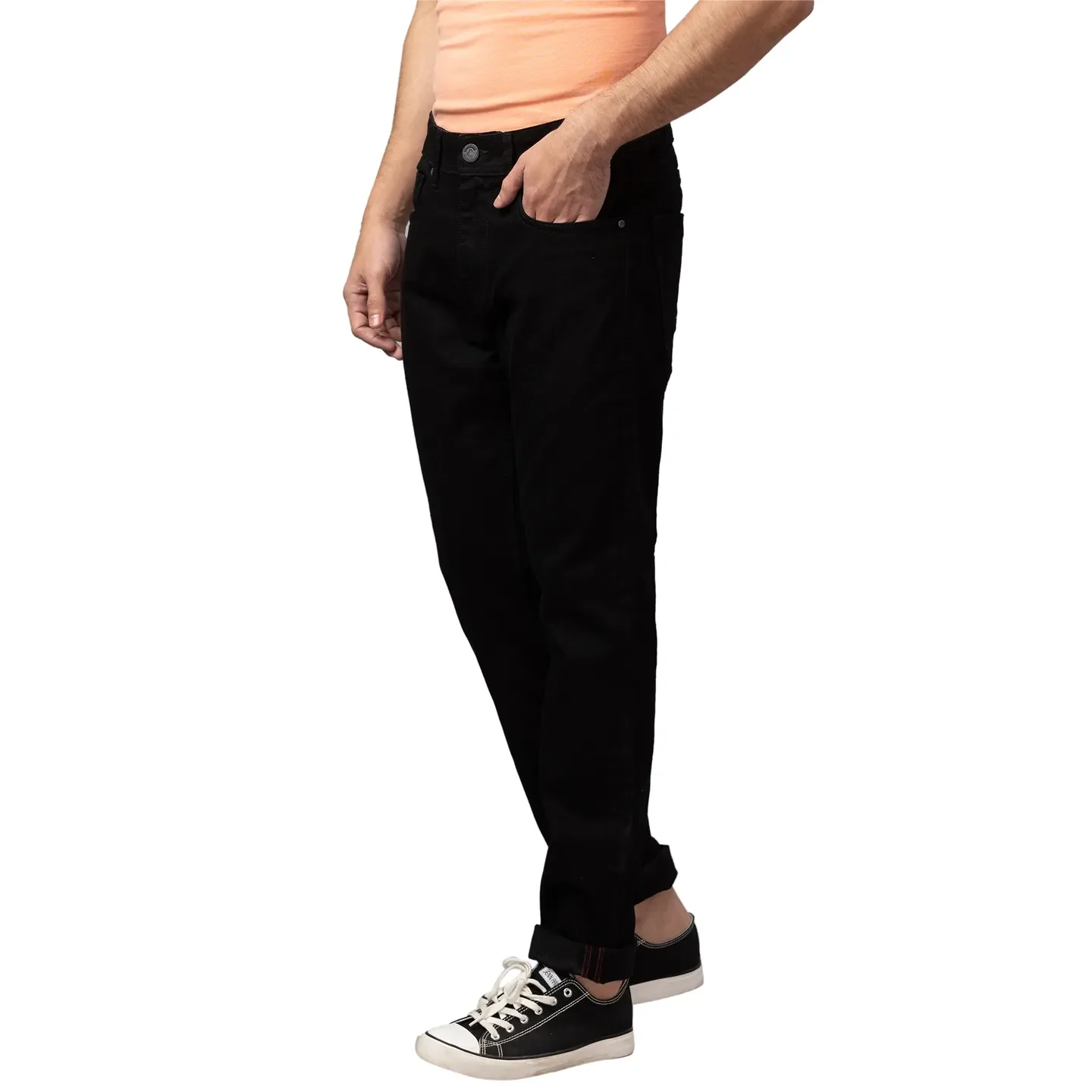 Black Slim Straight Fit Men's Denims by Being Human Clothing - Image 4