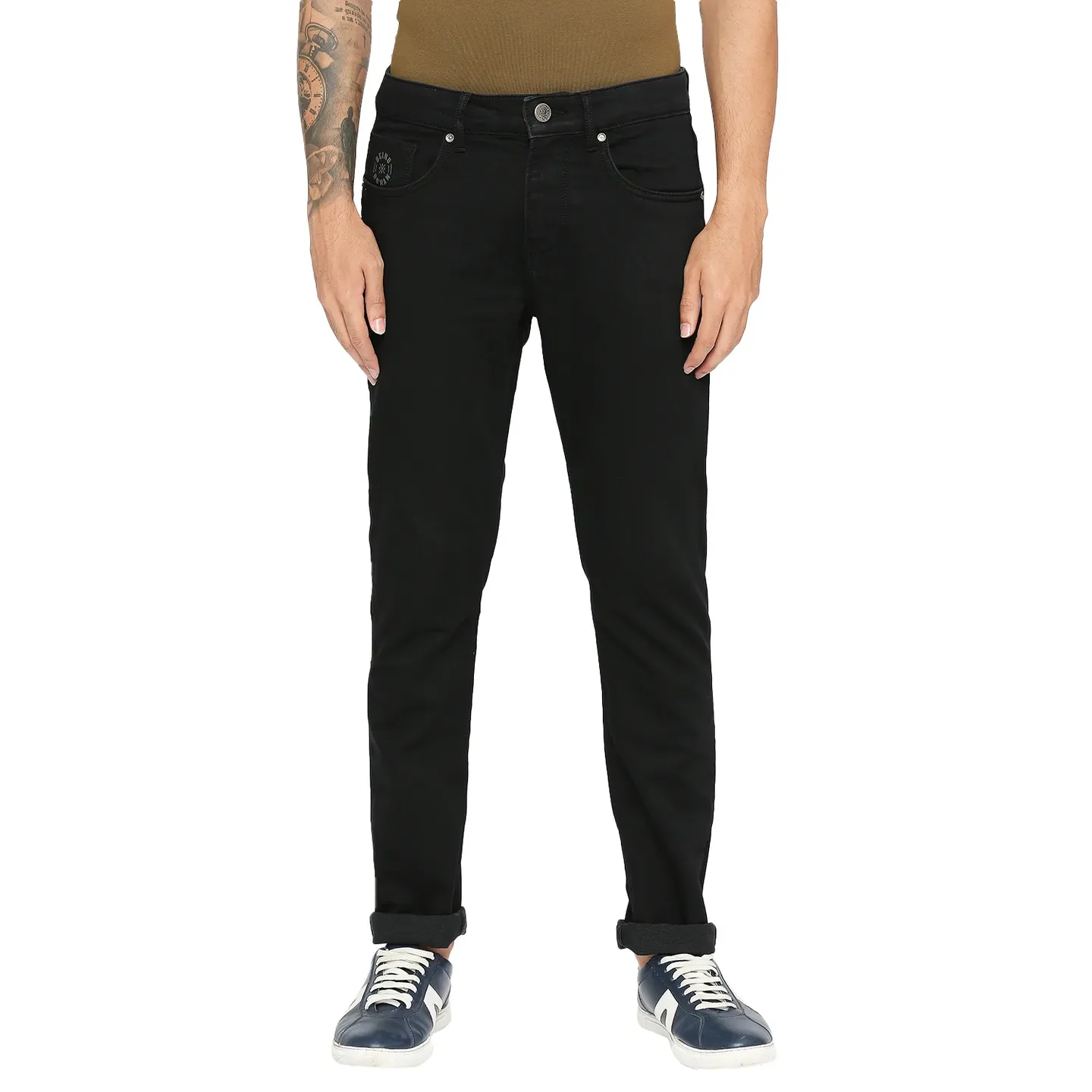 Black Slim Fit Denims For Men By Being Human Clothing