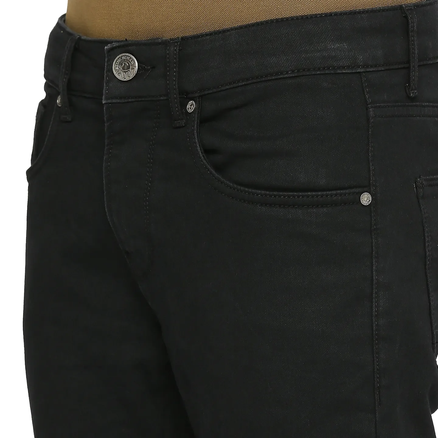 Black Slim Fit Denims For Men By Being Human Clothing - Image 5