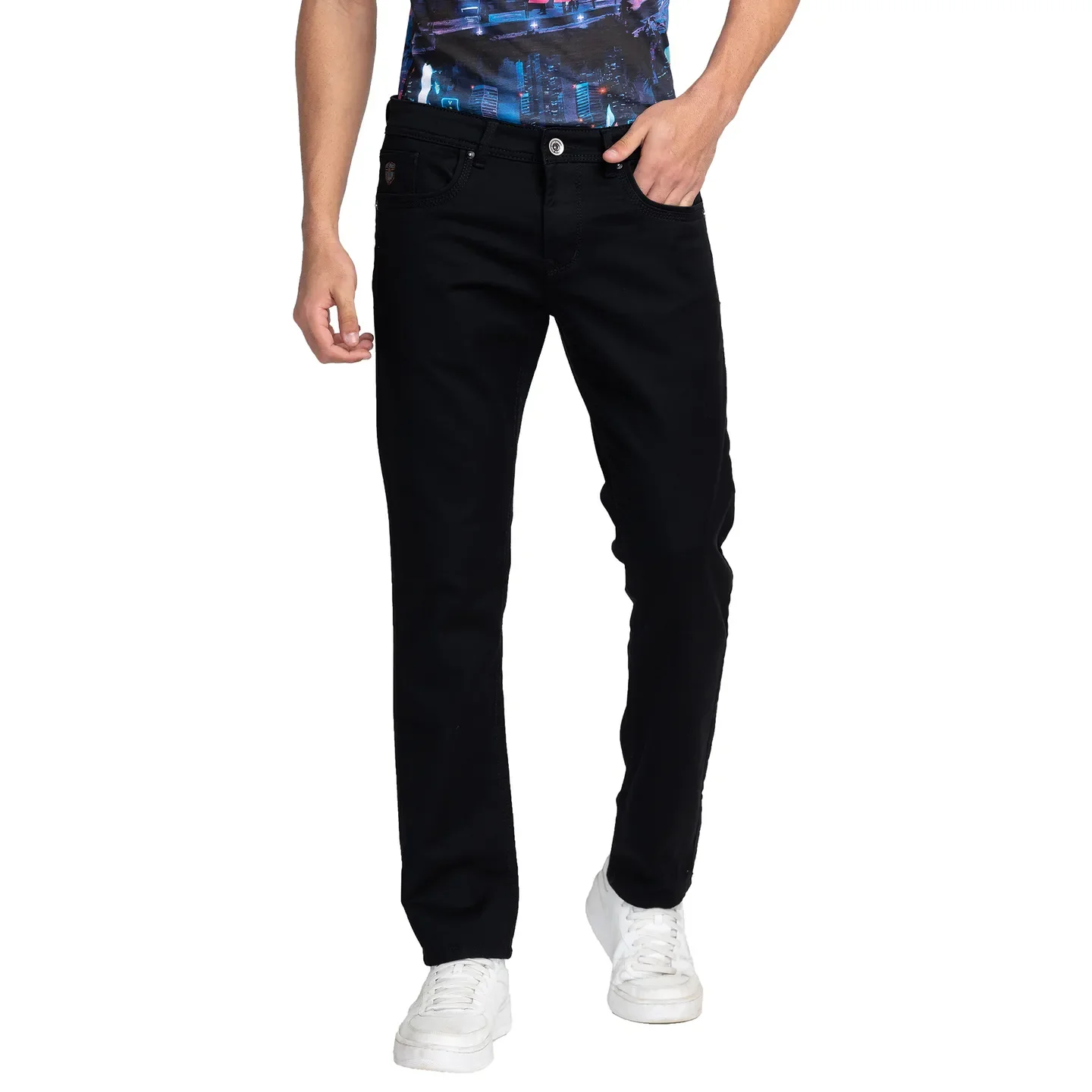 Black Slim Straight Fit Men's Denims by Being Human Clothing