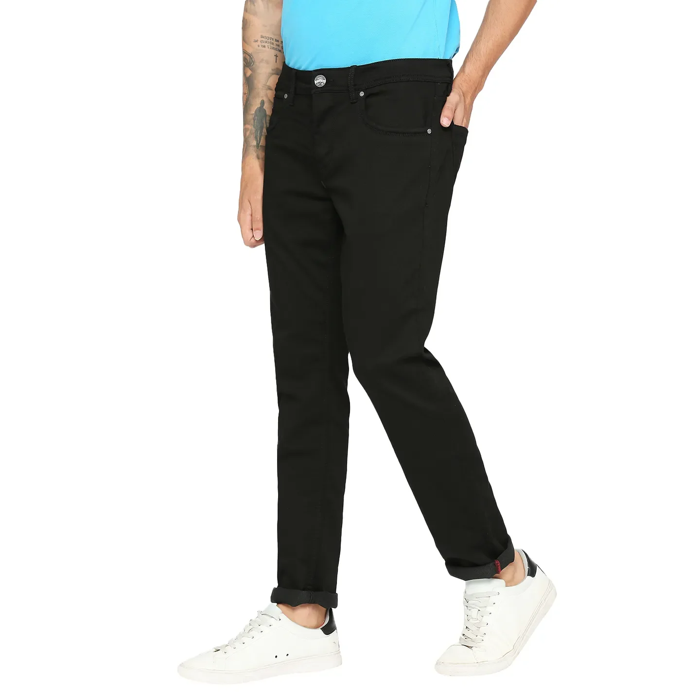 Black Slim Straight Fit Men's Denims by Being Human Clothing - Image 2