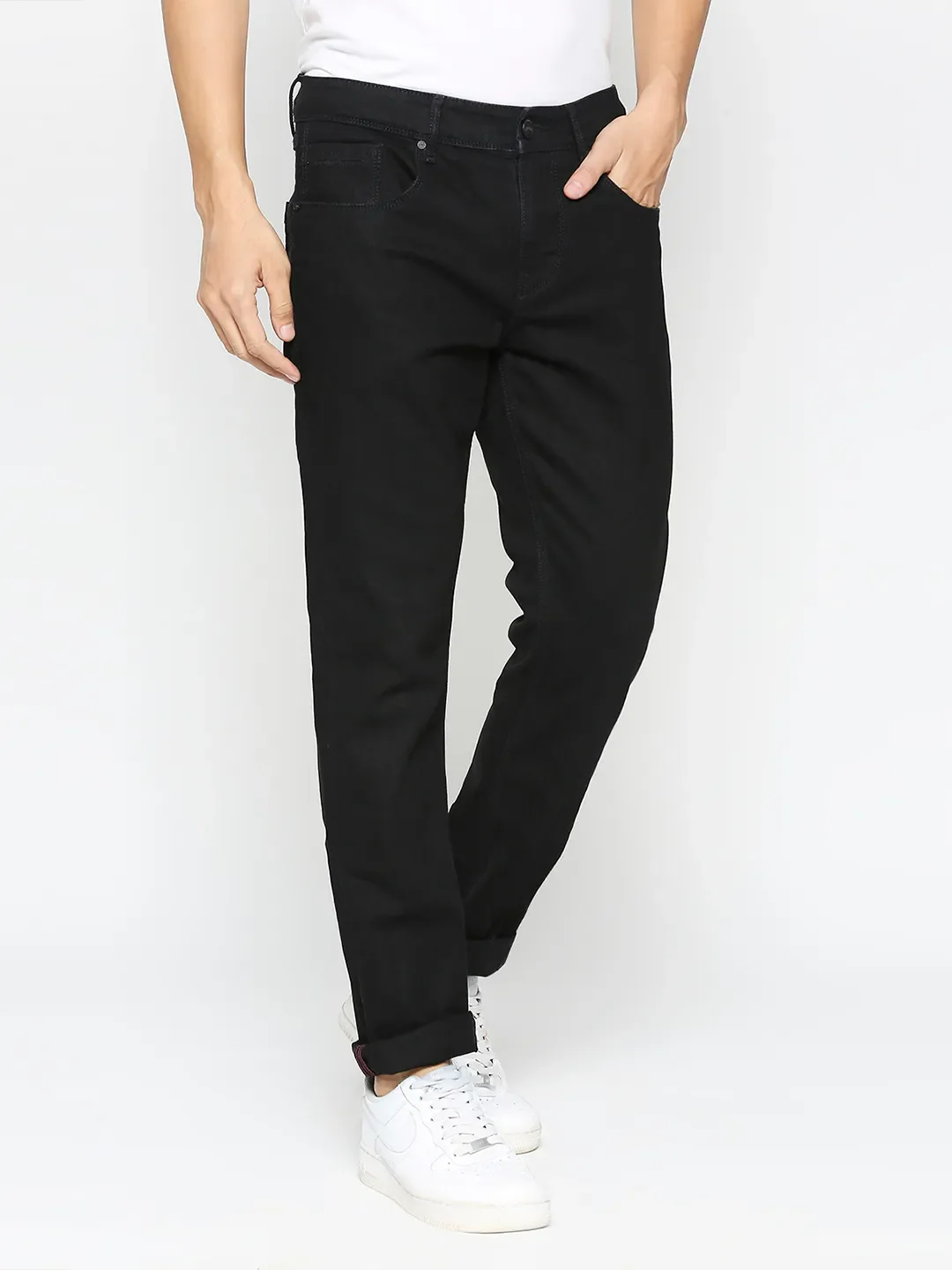 Black Slim Straight Fit Men's Denims by Being Human Clothing - Image 3