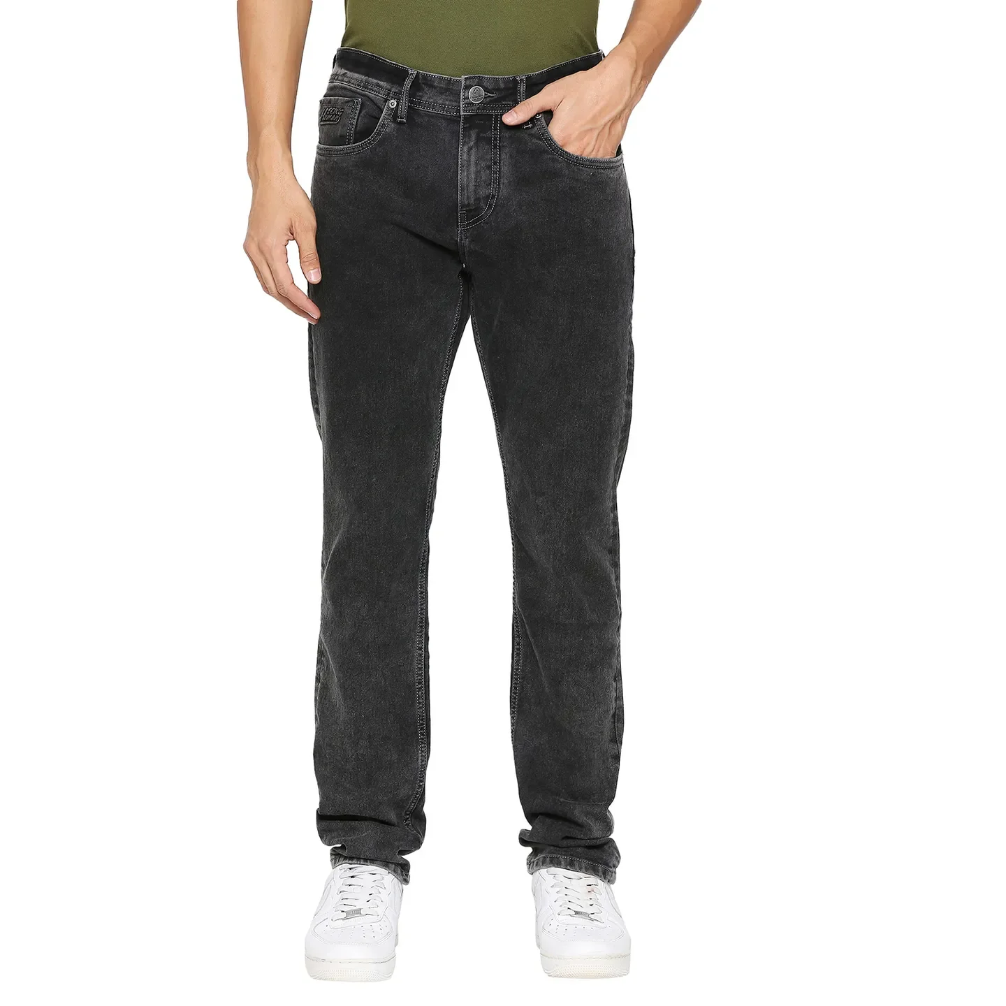 Black Slim Straight Fit Men's Denims by Being Human Clothing