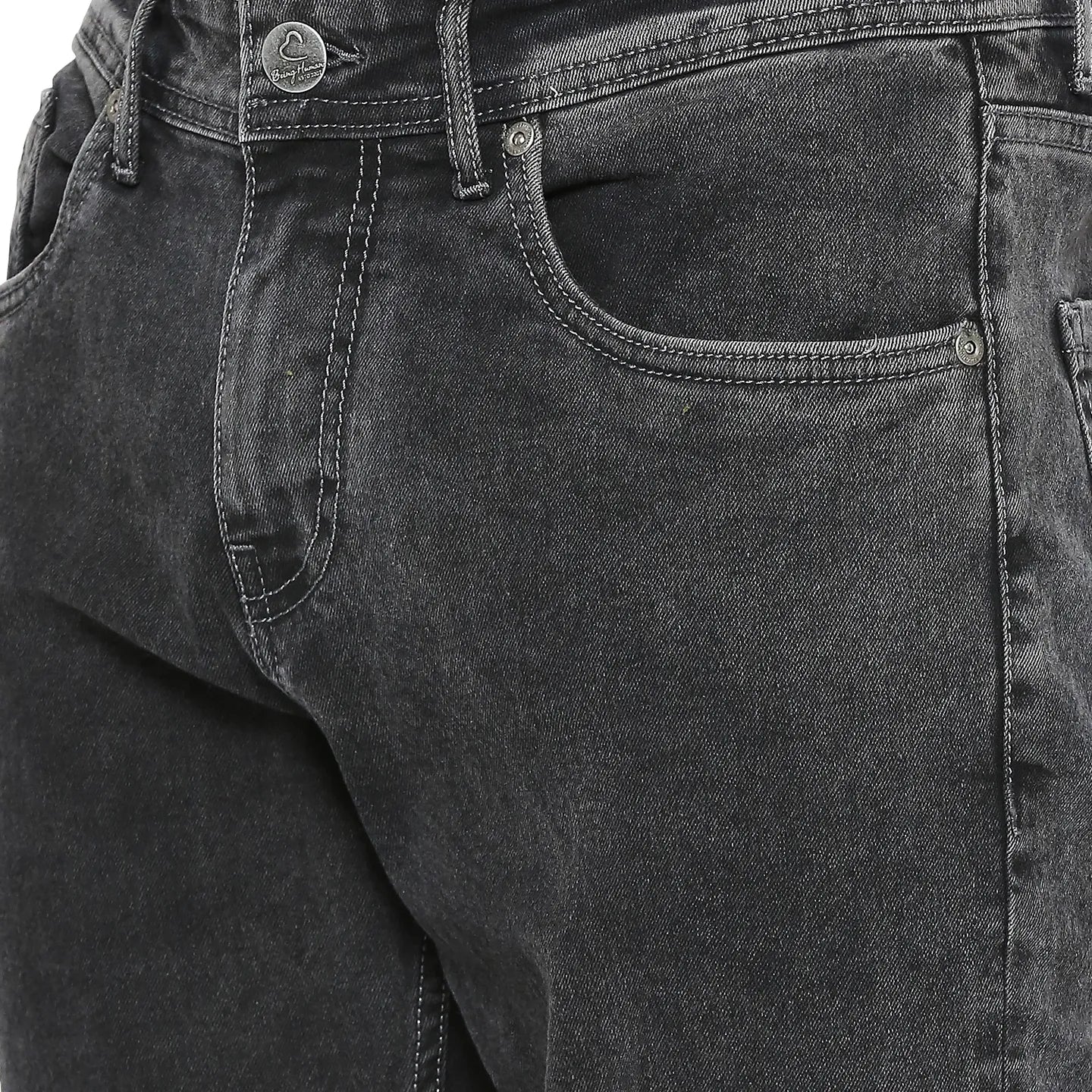 Black Slim Straight Fit Men's Denims by Being Human Clothing - Image 5