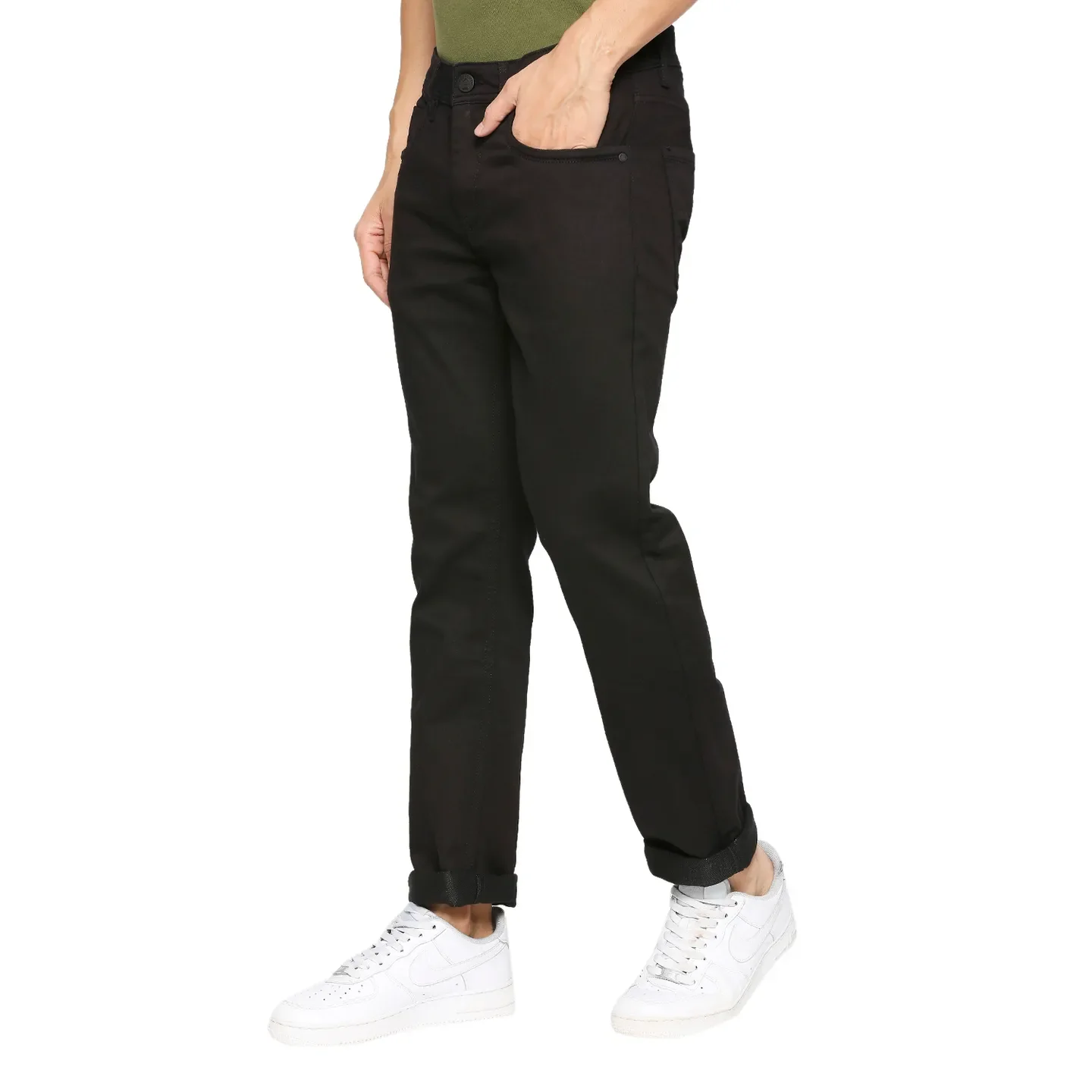 Black Slim Straight Fit Men's Denims by Being Human Clothing - Image 2